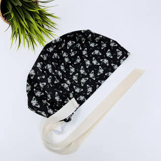 Butterfly Euro scrub cap with ties for Women by Paradise Caps. Euro PLUS style.