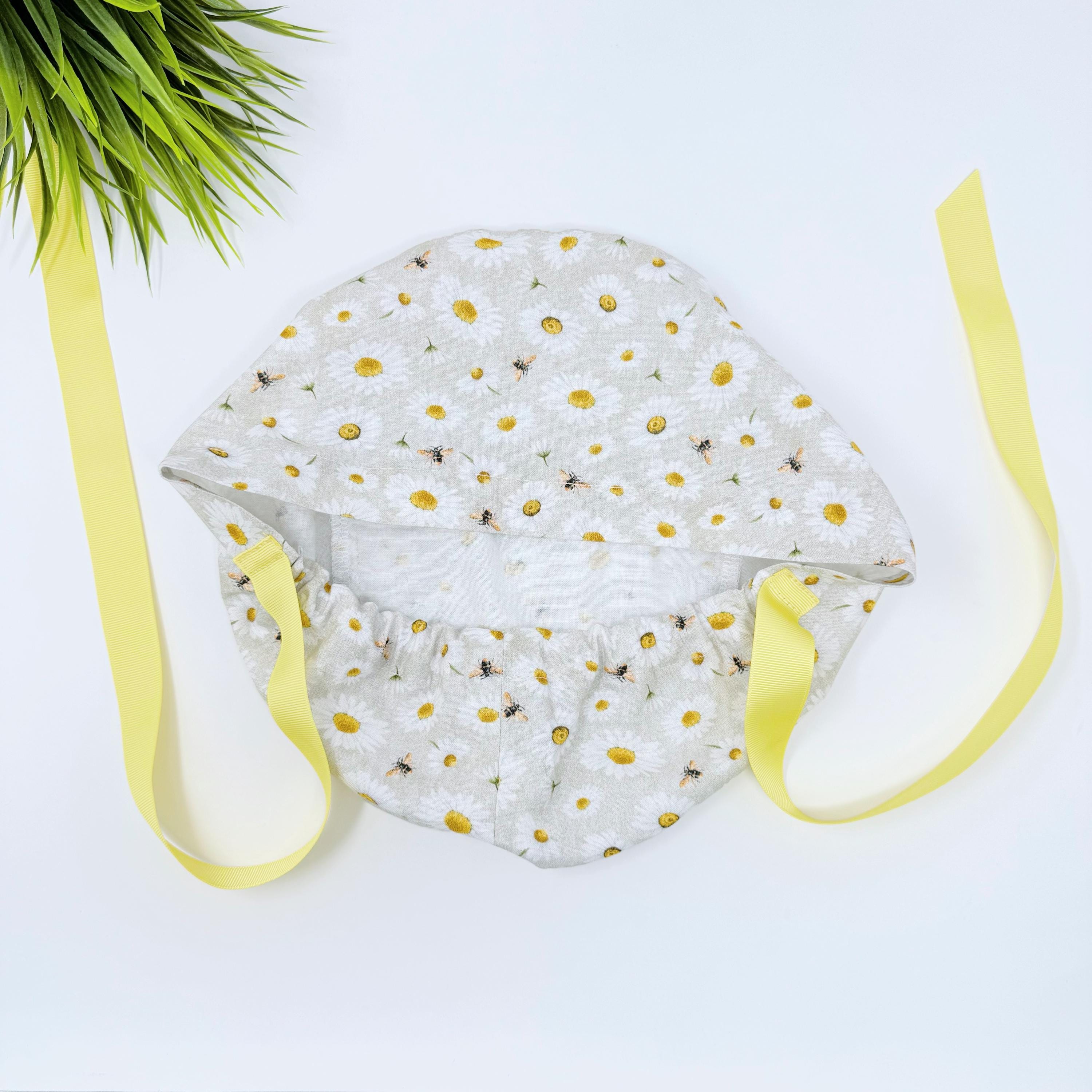 Bee And Daisy Euro scrub cap with ties for Women by Paradise Caps. Euro PLUS style.