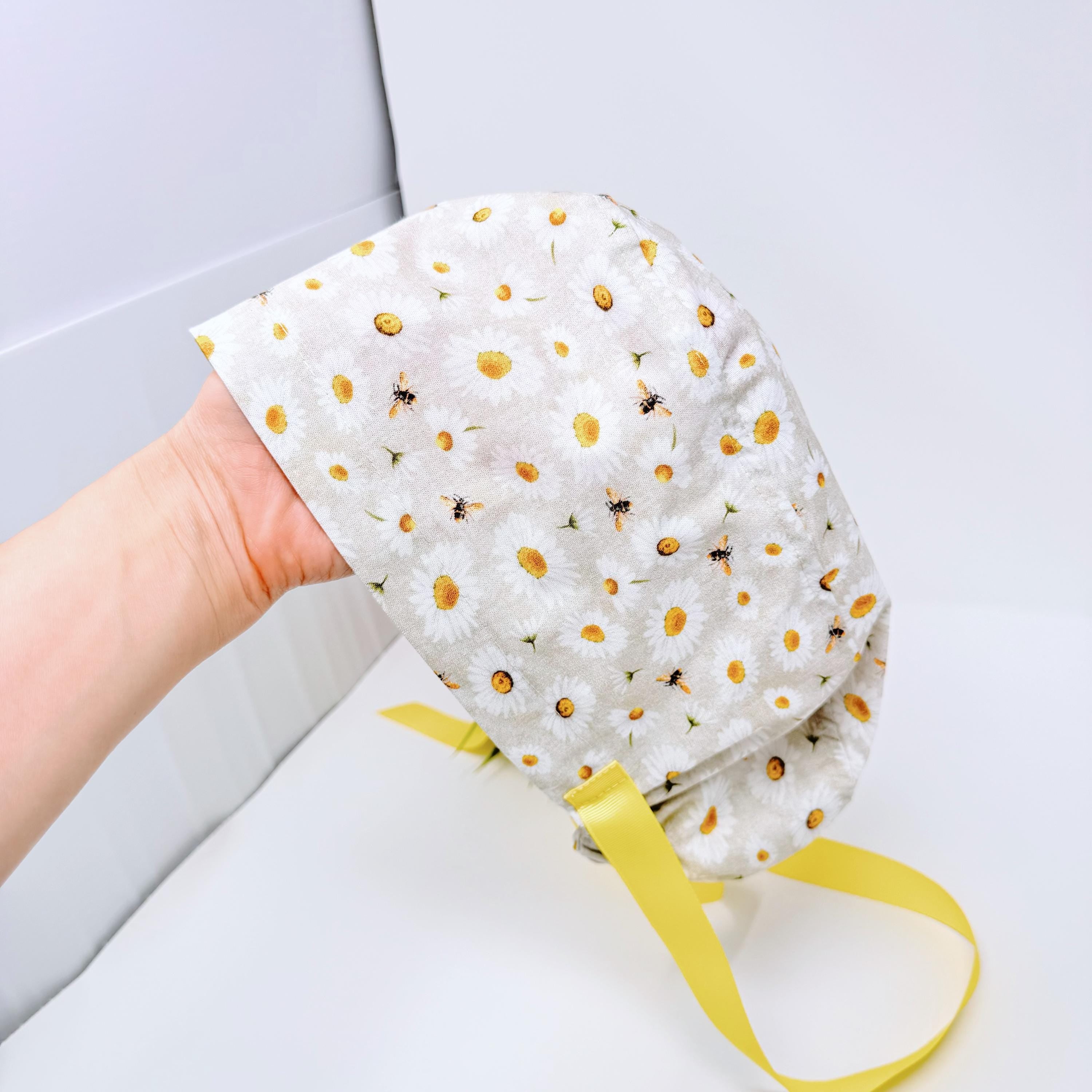 Bee And Daisy Euro scrub cap with ties for Women by Paradise Caps. Euro PLUS style.