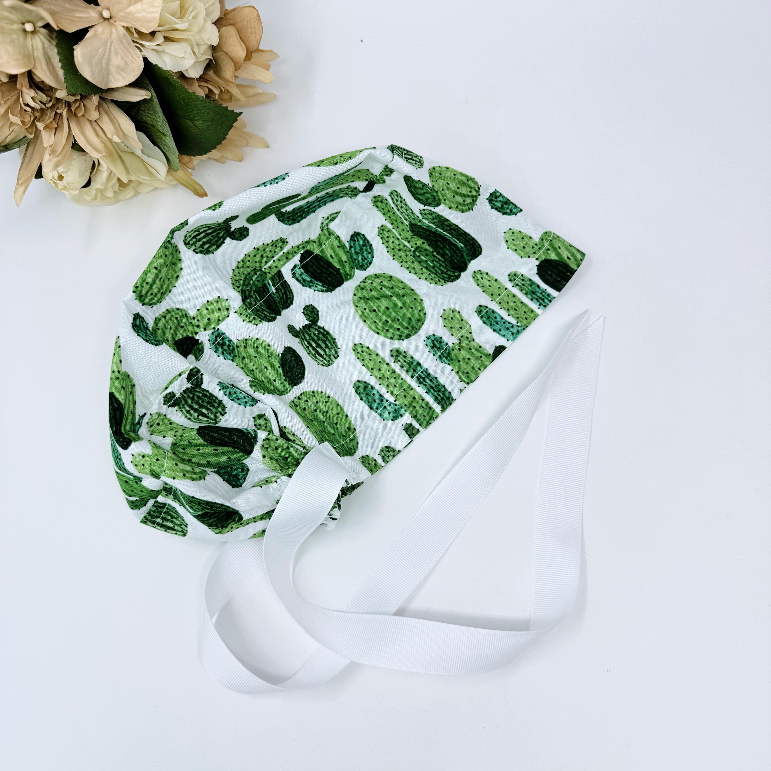Cactus Euro scrub cap with ties for Women by Paradise Caps. Euro PLUS style.