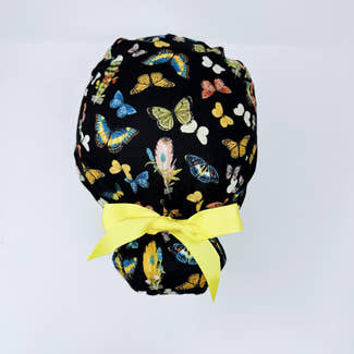 Butterfly Euro scrub cap with ties for Women by Paradise Caps. Euro PLUS style.