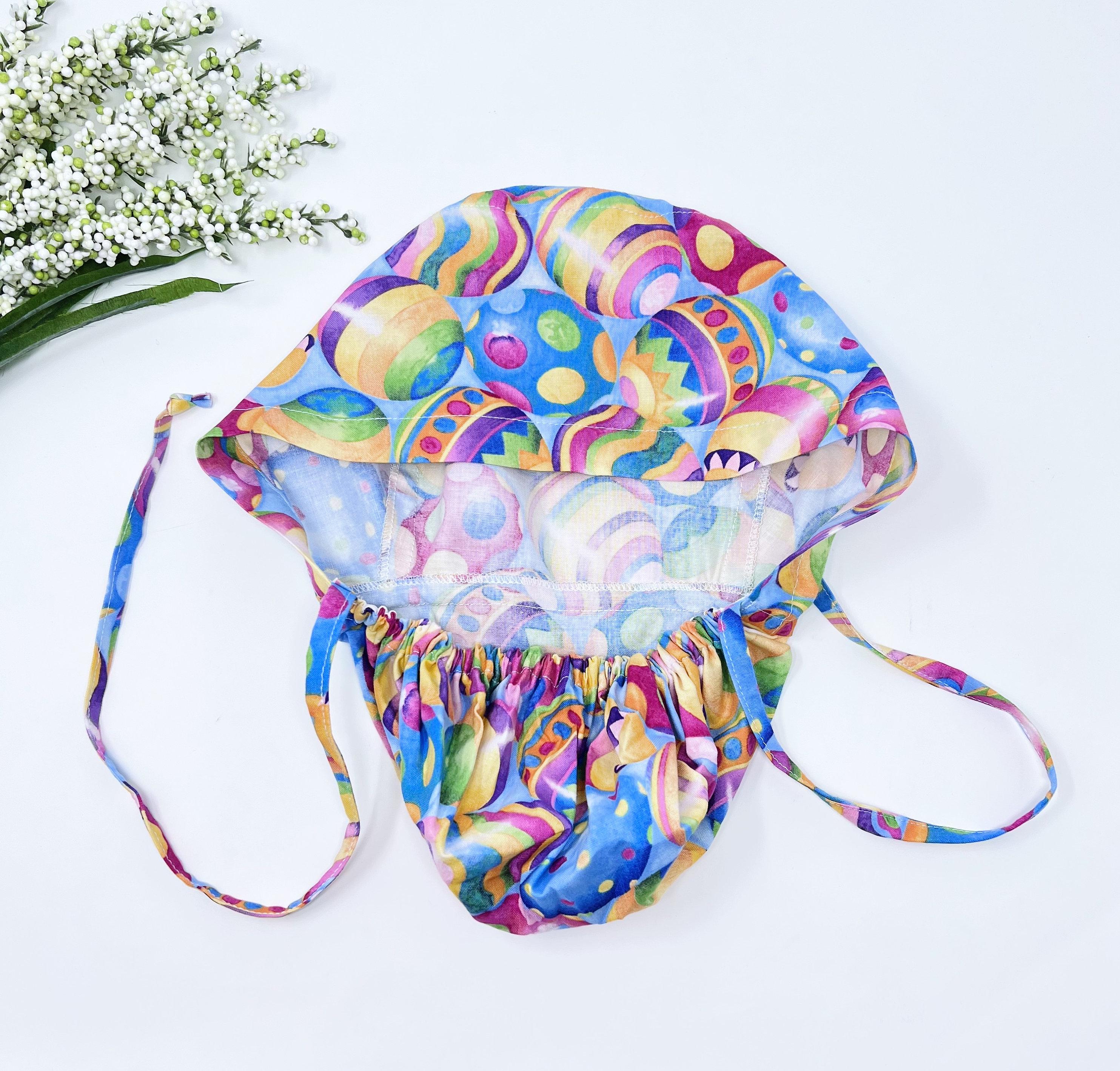 Easter Egg Ponytail scrub cap for women with satin lined option by Paradise Caps.