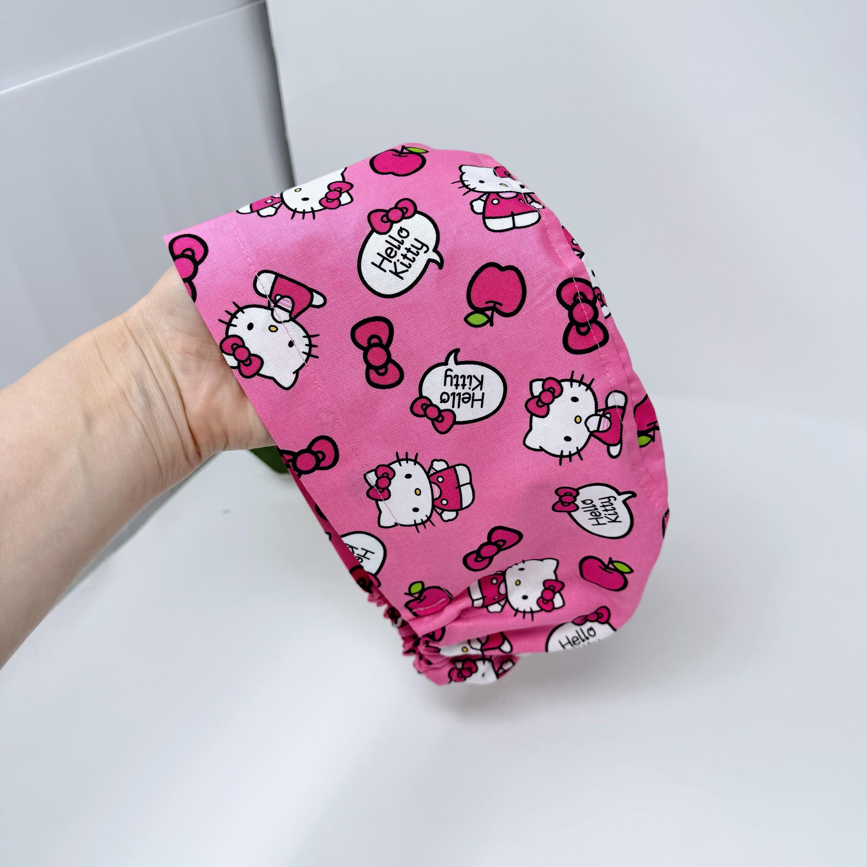 Pink Euro Scrub Cap for Women, Kitty Surgical cap with Satin Lined Option by Paradise Caps.