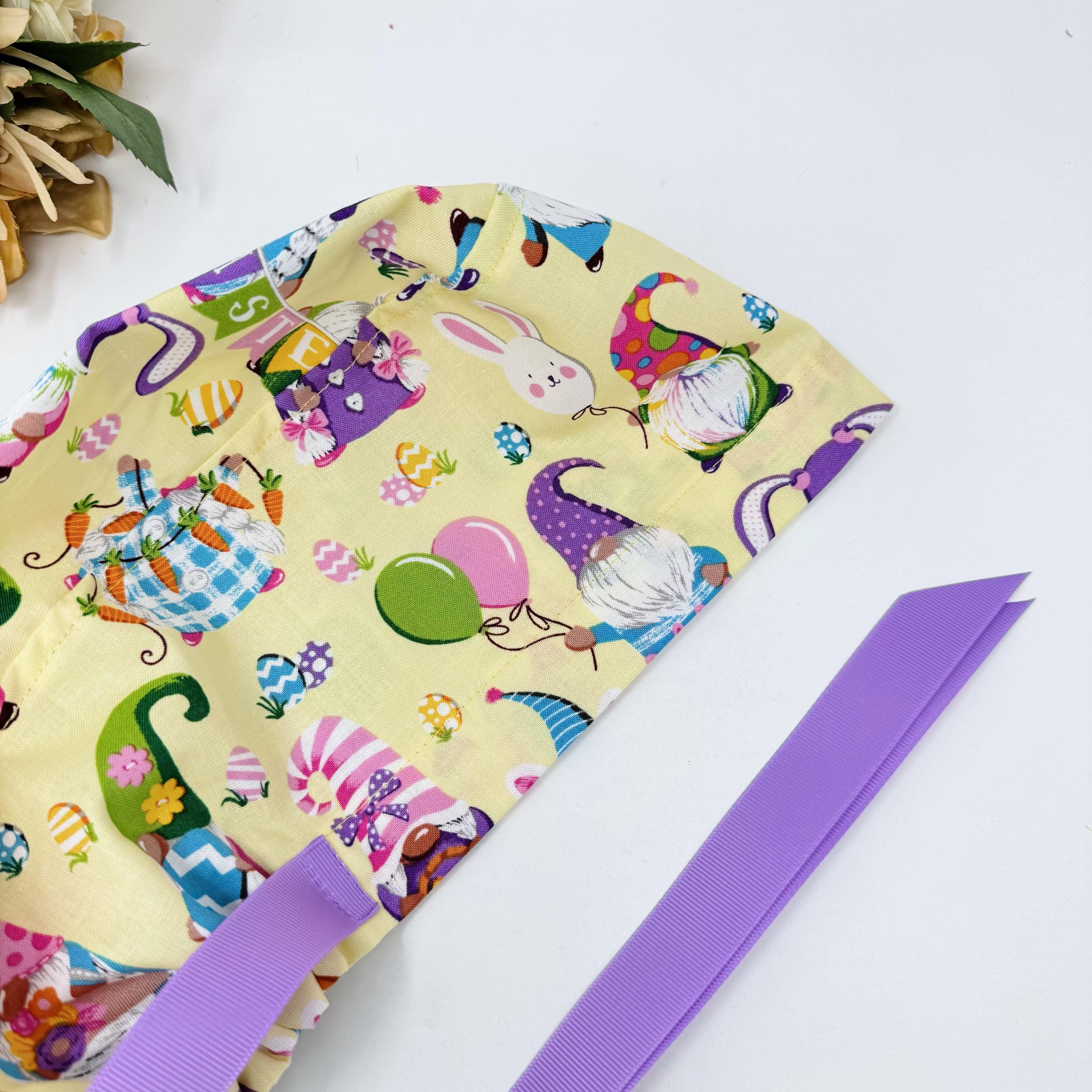 Easter Euro scrub cap with ties for Women by Paradise Caps. Euro PLUS style.