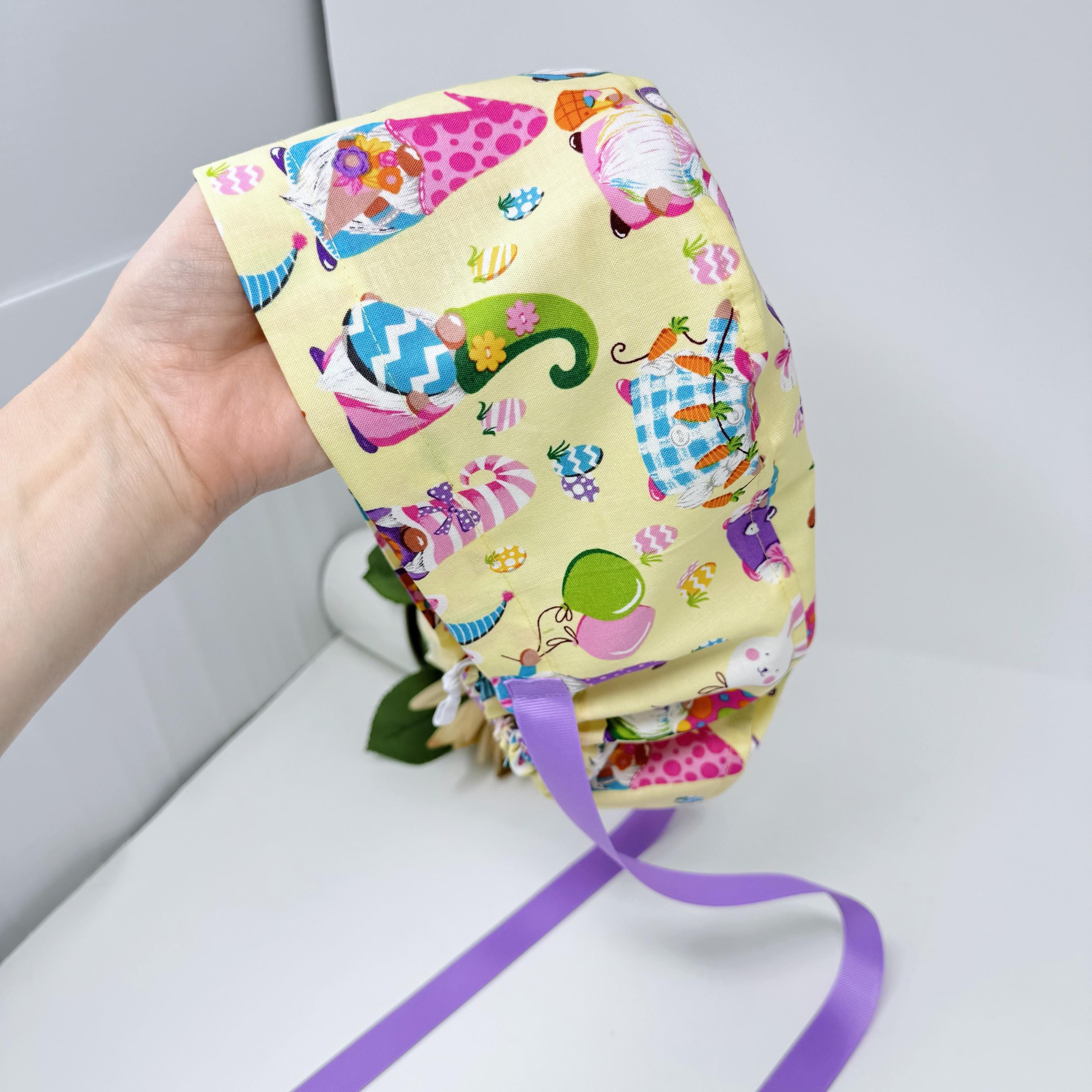 Easter Euro scrub cap with ties for Women by Paradise Caps. Euro PLUS style.