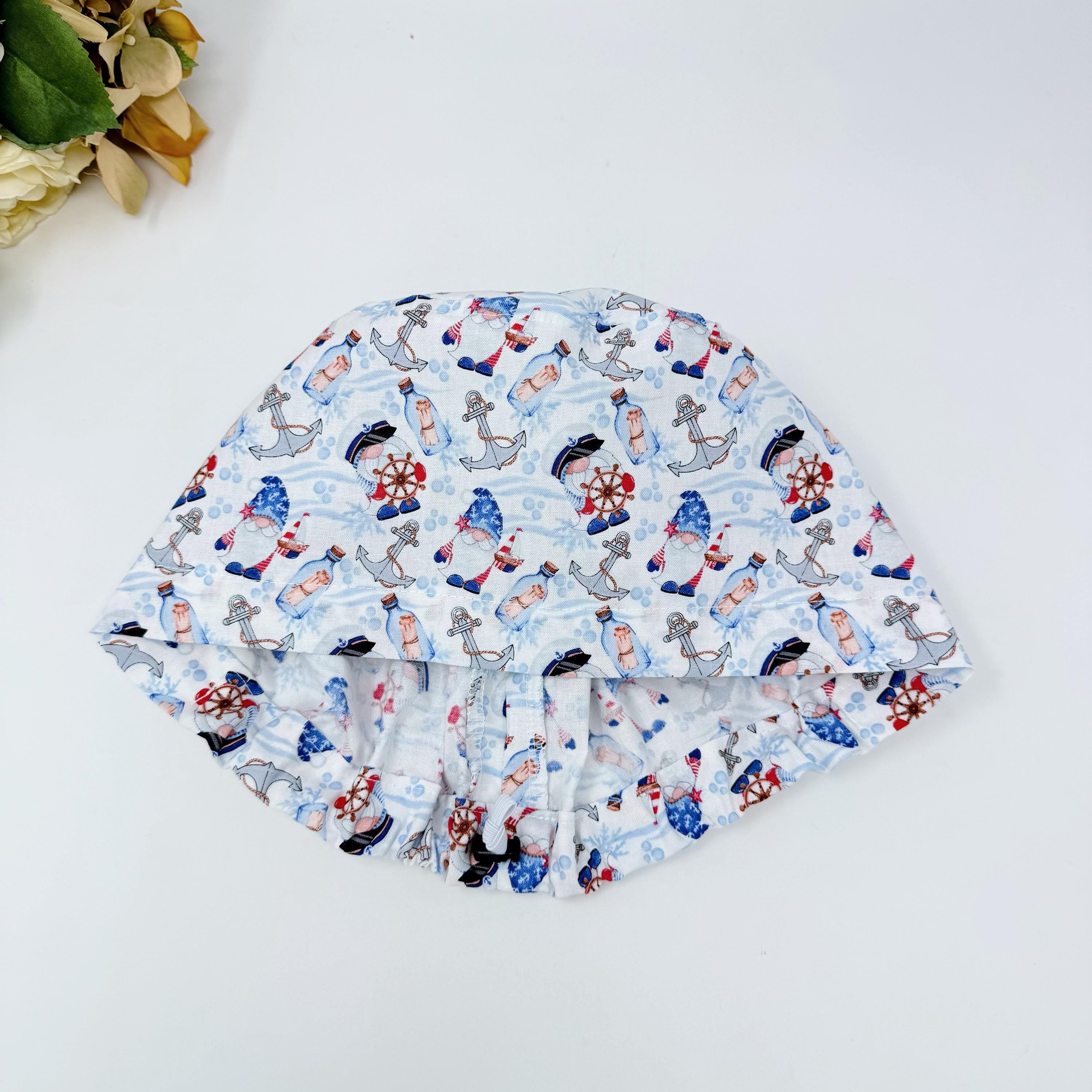 4th of July Euro scrub cap for women, Gnome surgical cap satin lined by Paradise Caps.