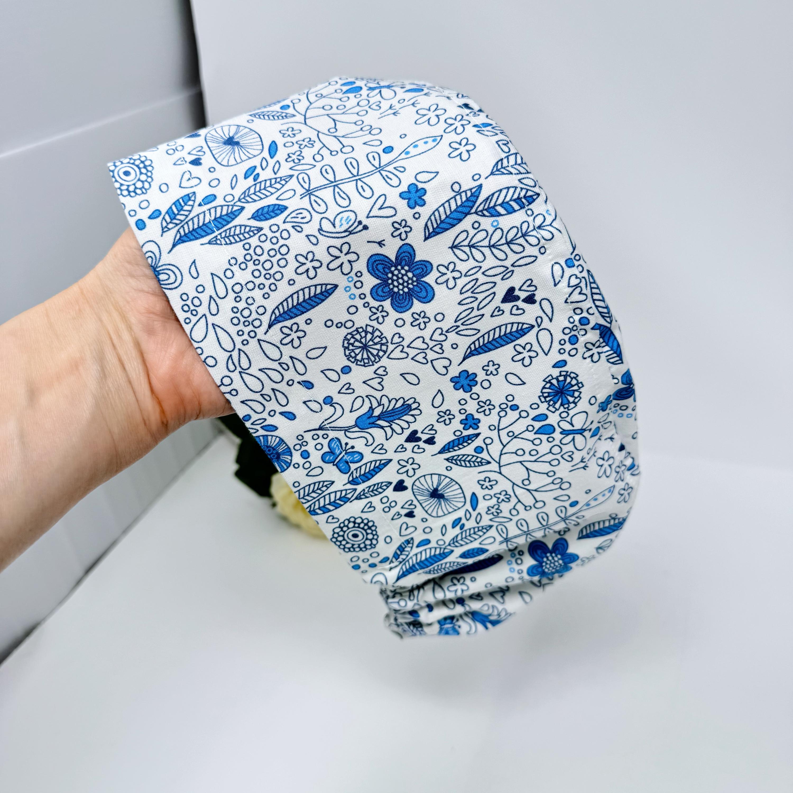 Floral Euro scrub cap for women, Summer European surgical hat with satin lined by Paradise Caps.