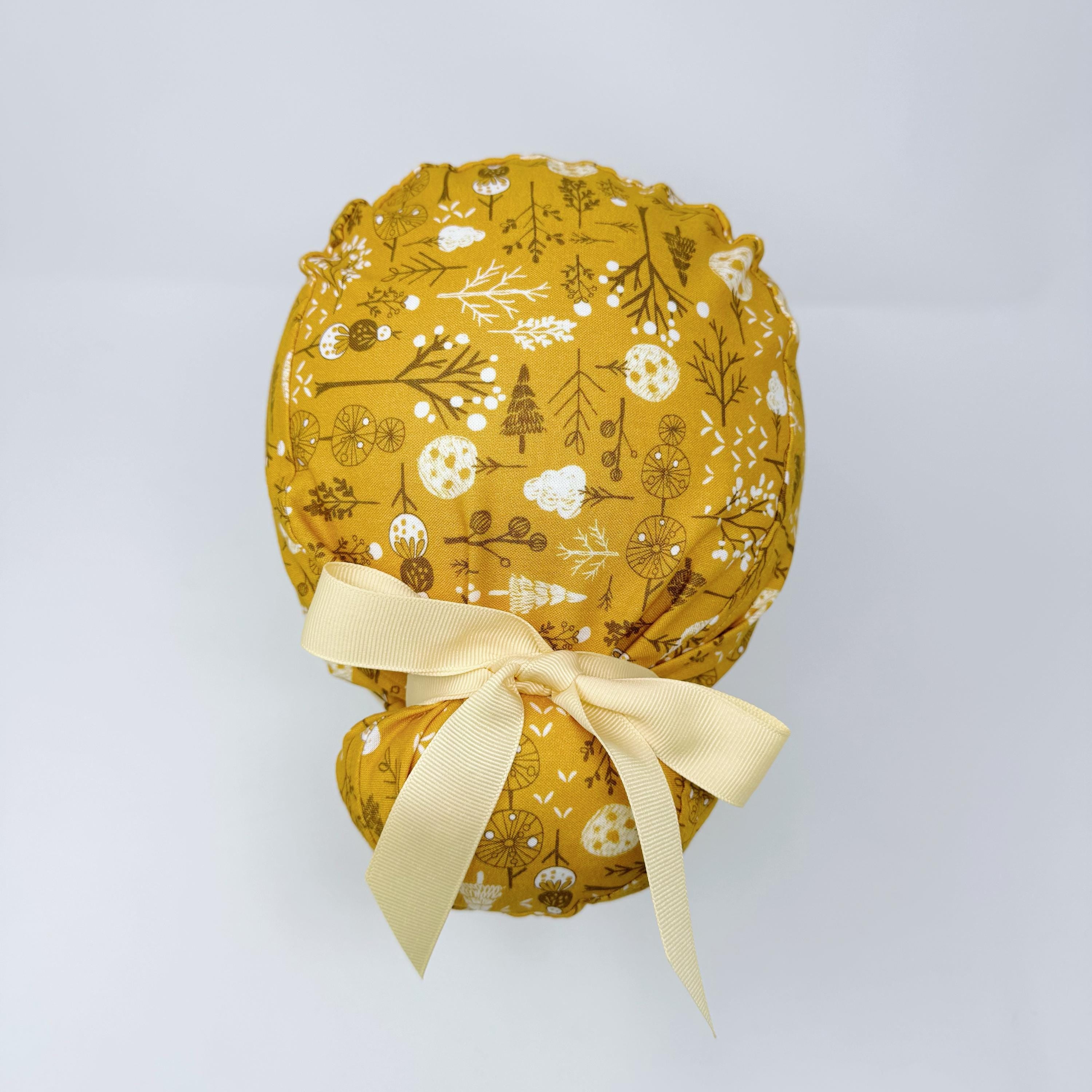 Floral Euro Euro scrub cap with ties for Women by Paradise Caps. Euro PLUS style.