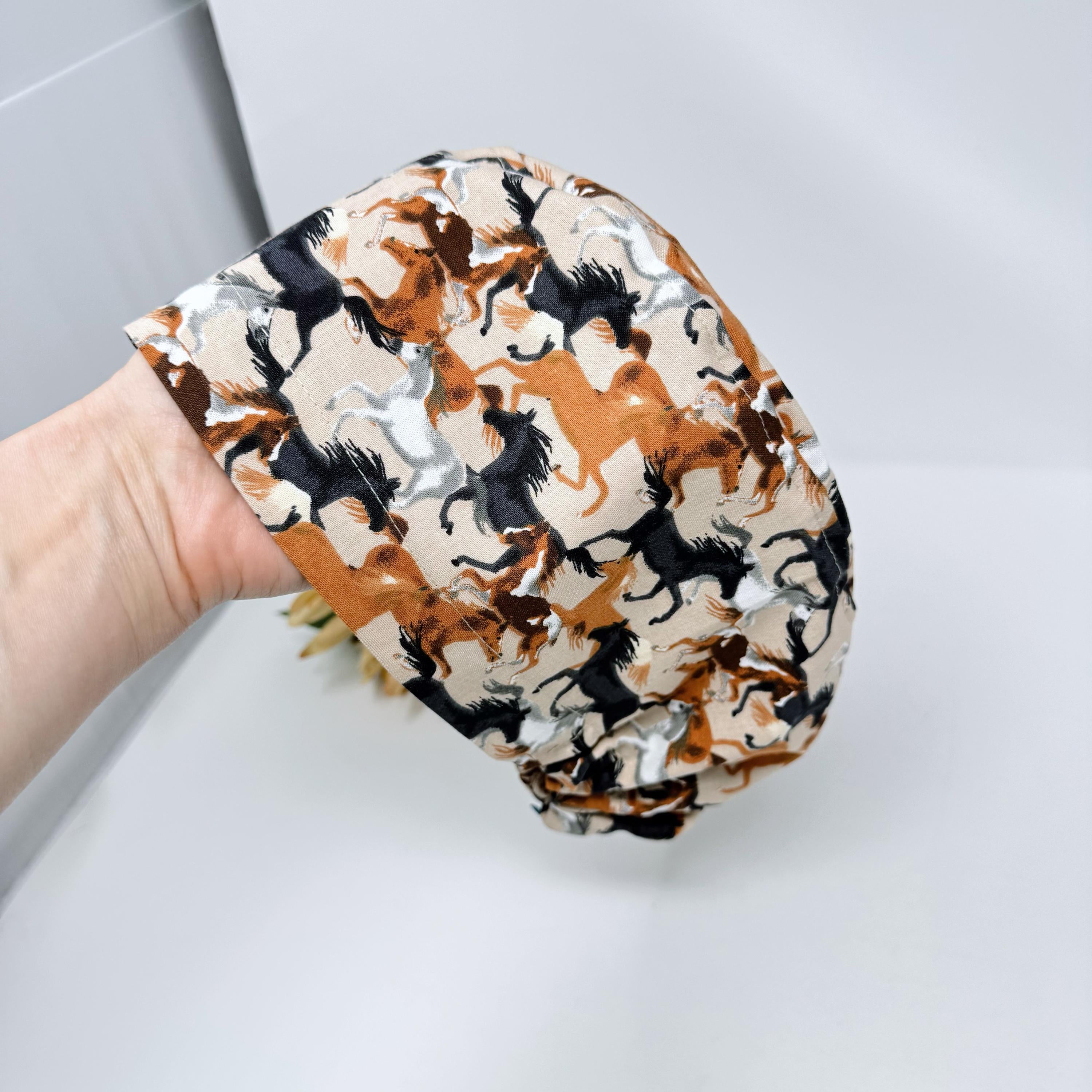 Horse Euro Scrub Cap for Women with Satin Lined Option by Paradise Caps.