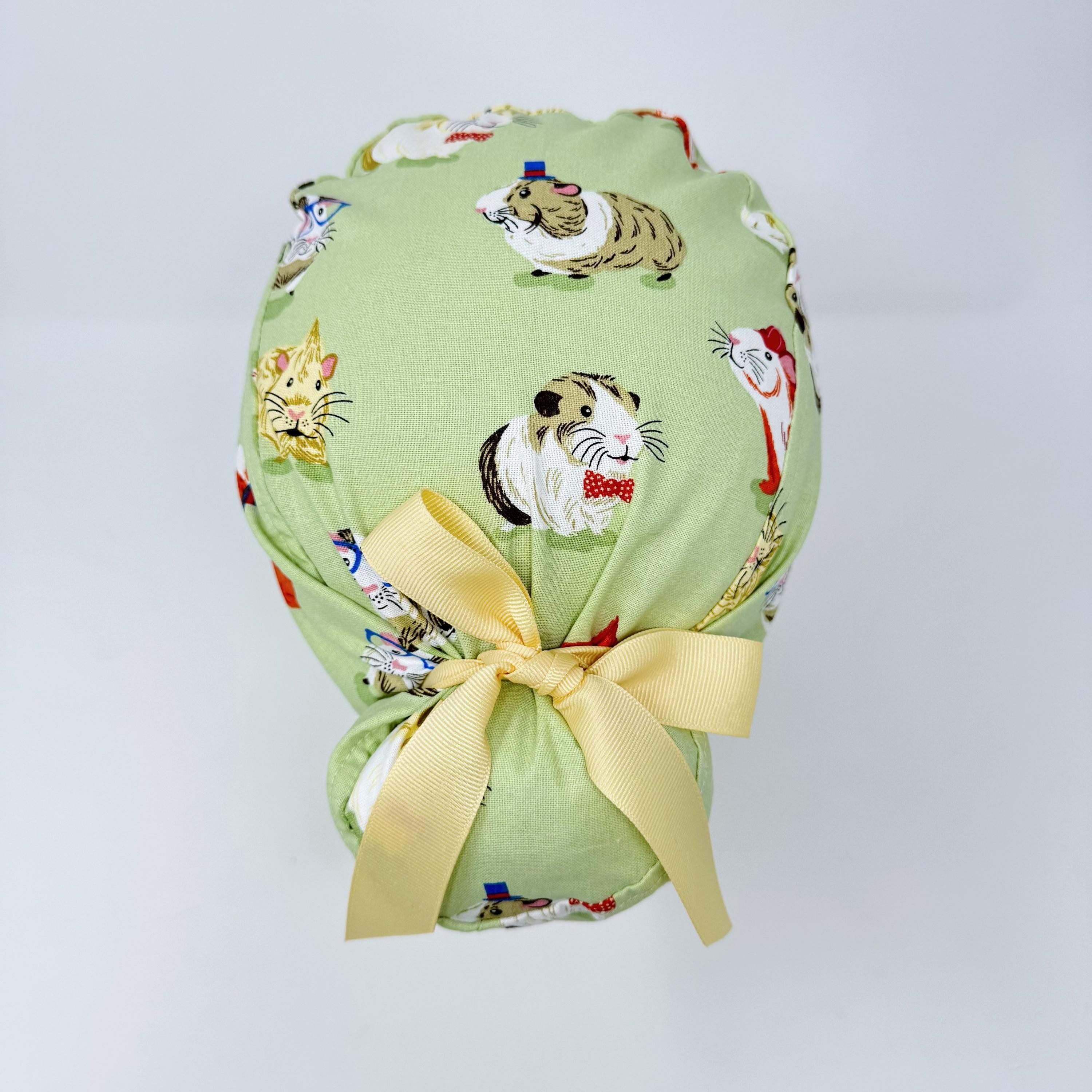 Guinea pig Euro scrub cap with ties for Women by Paradise Caps. Euro PLUS style.