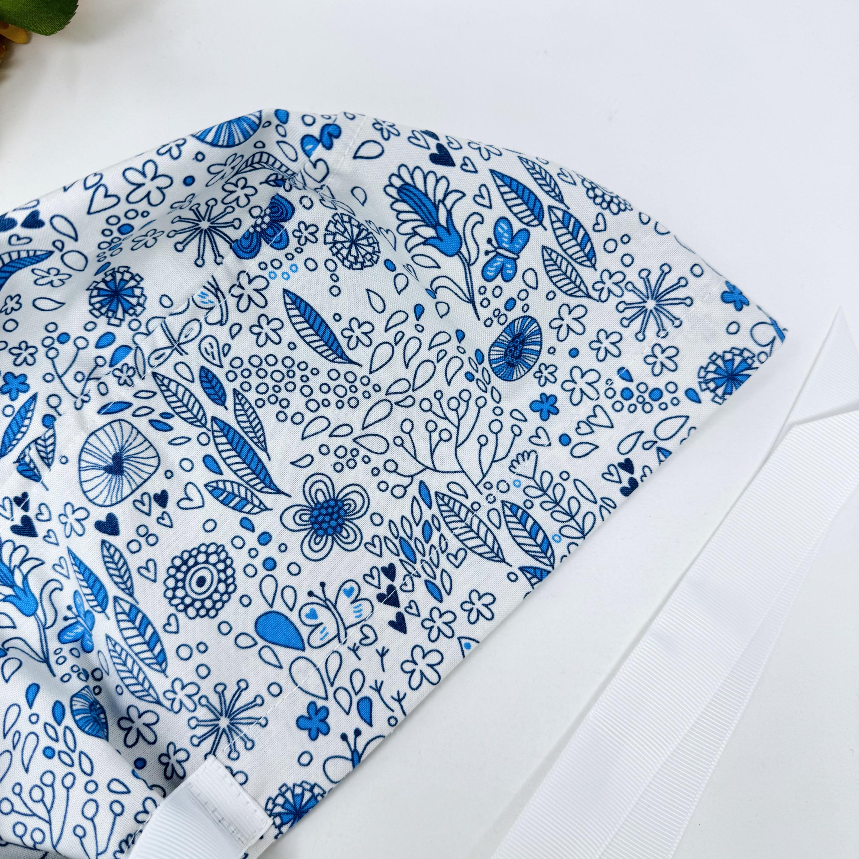 Floral Euro scrub cap for women, Summer European surgical hat with satin lined by Paradise Caps.