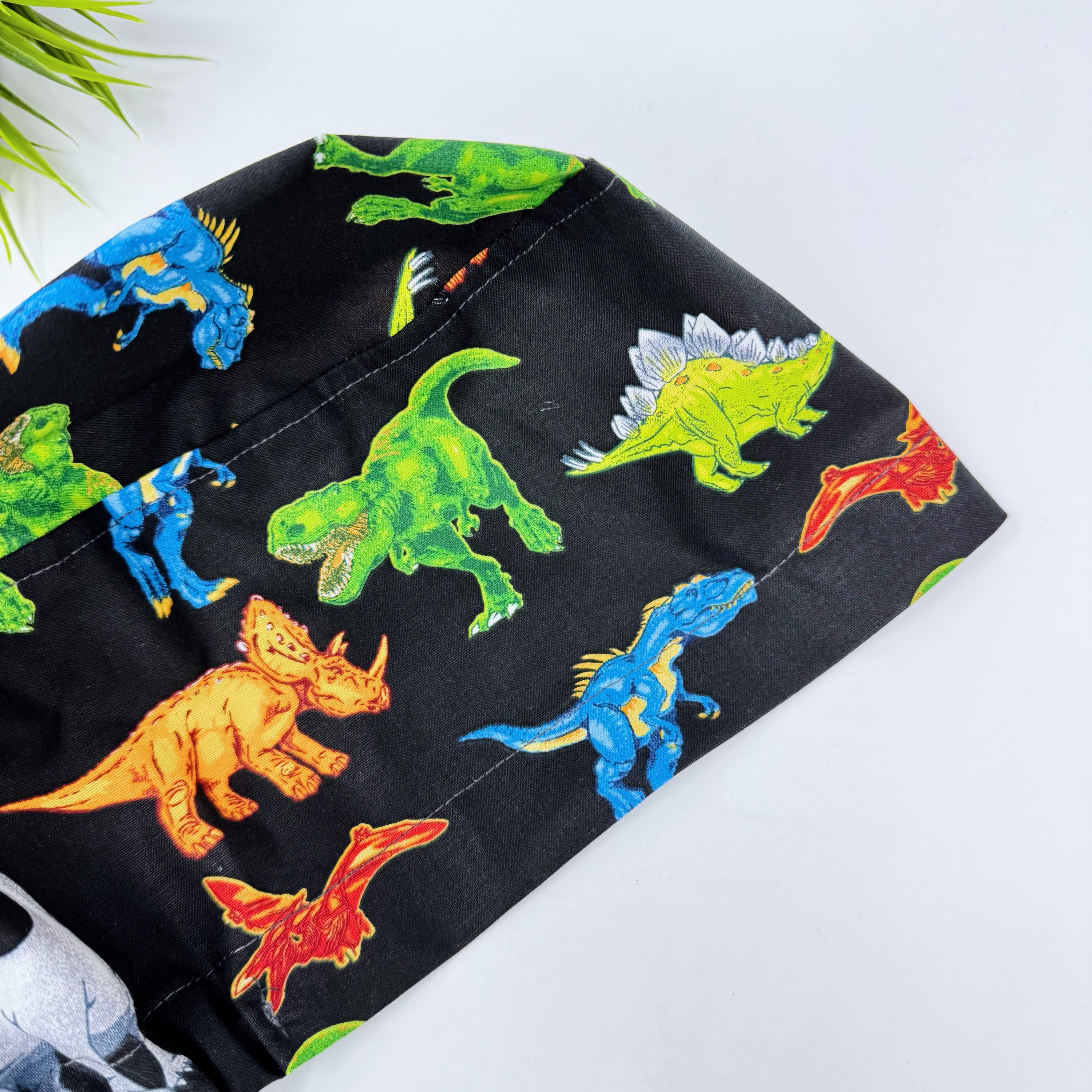 Dinosaur Euro Scrub Cap for Women with Satin Lined Option by Paradise Caps.