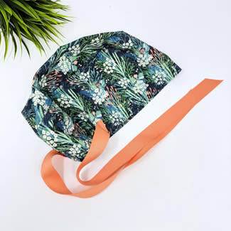 Fairy Euro scrub cap with ties for Women, Summer European Surgical cap with Satin Lined option by Paradise Caps. Euro PLUS style.