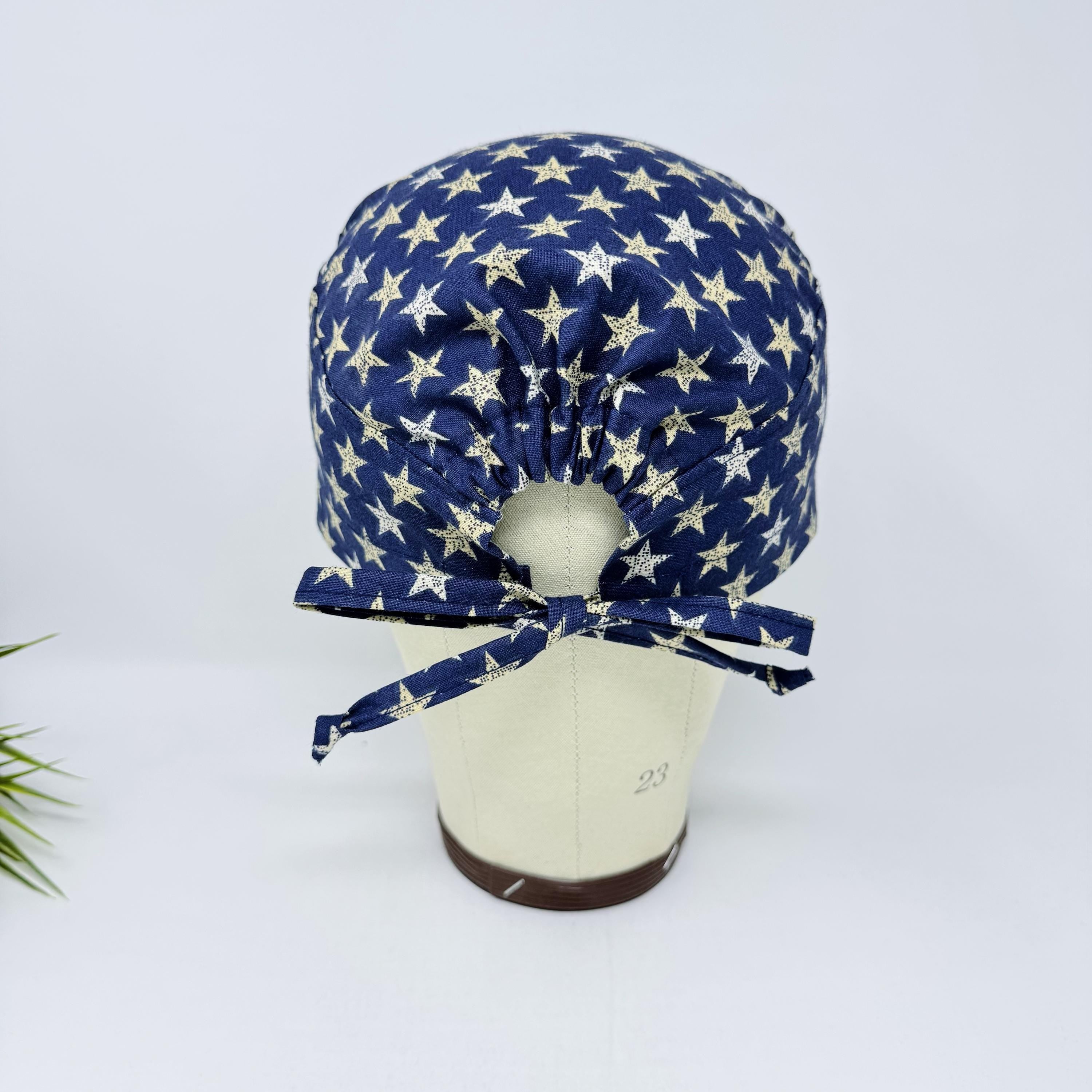 Men's surgical scrub cap. Star tie back scrub hat by Paradise Caps.