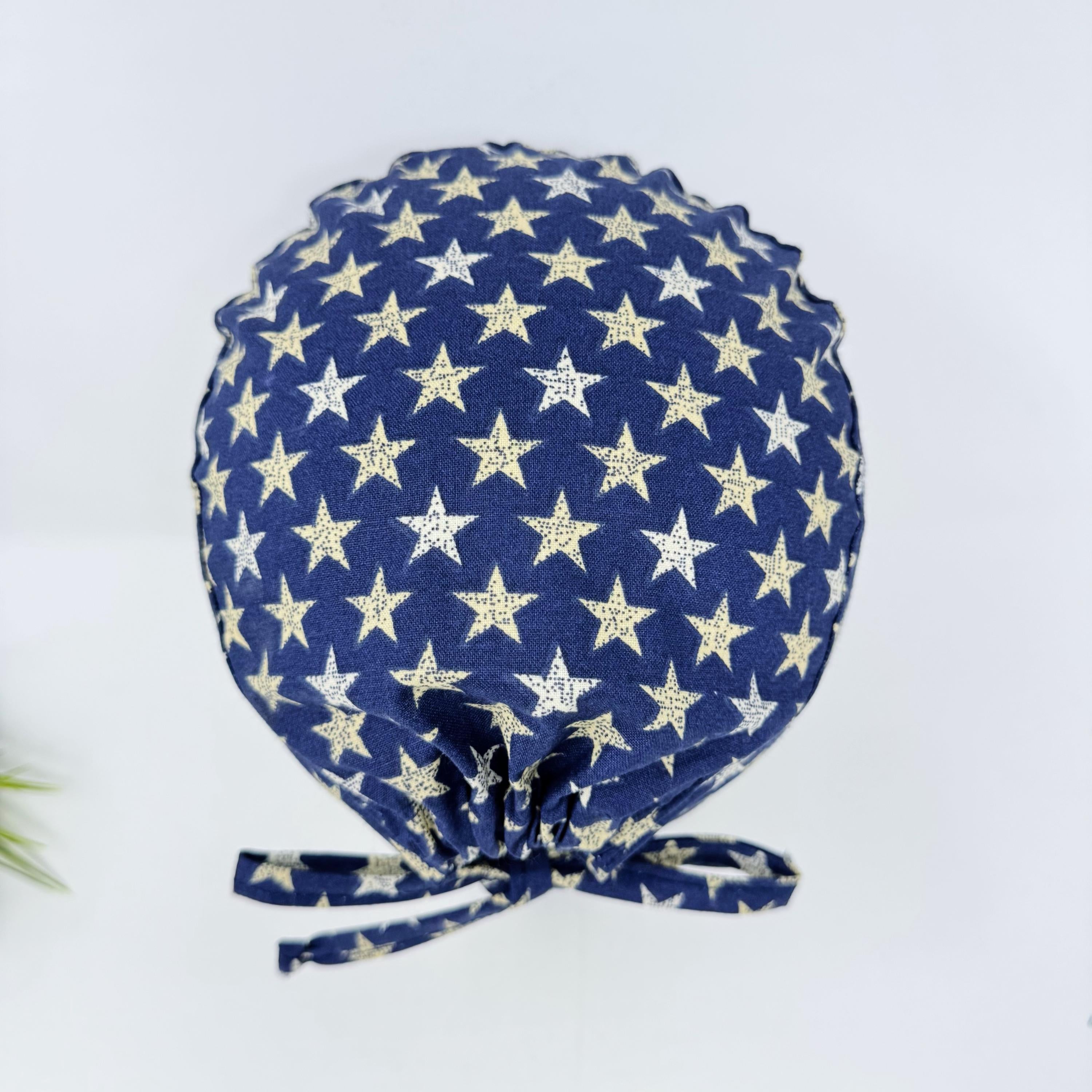 Men's surgical scrub cap. Star tie back scrub hat by Paradise Caps.
