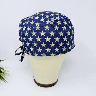 Men's surgical scrub cap. Star tie back scrub hat by Paradise Caps.