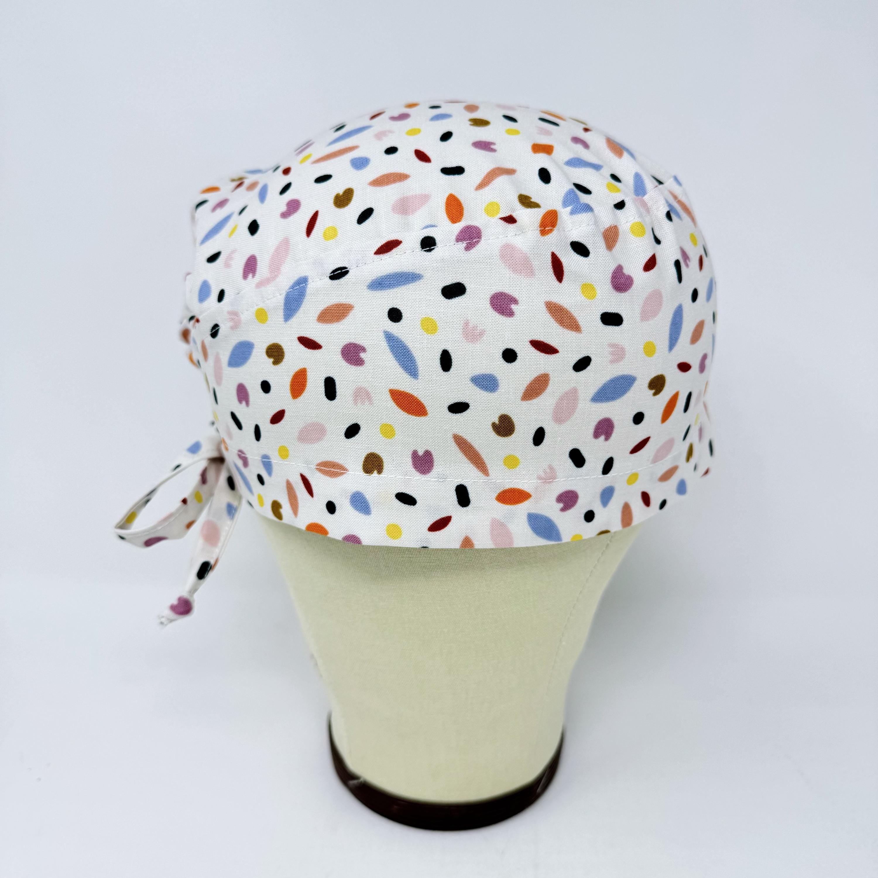 Spring Petals Skull tie-back style surgical scrub cap by Paradise Caps.