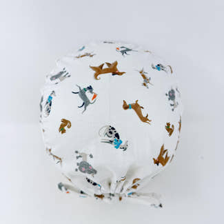 Mens Surgical scrub cap. Funny dogs tie back scrub hat by Paradise Caps.