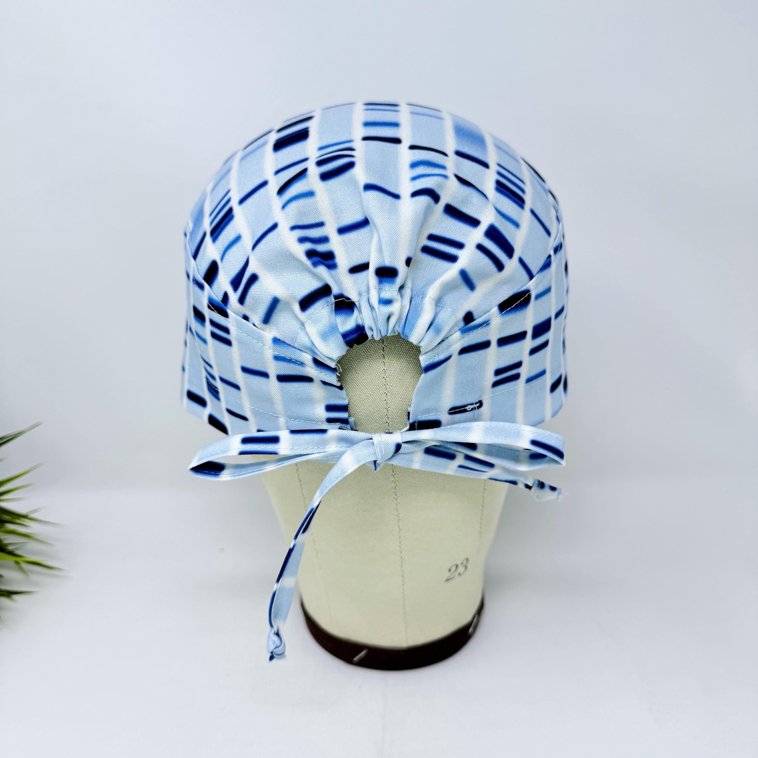 Surgical scrub cap for men. Stripe tie back scrub hat by Paradise Caps.