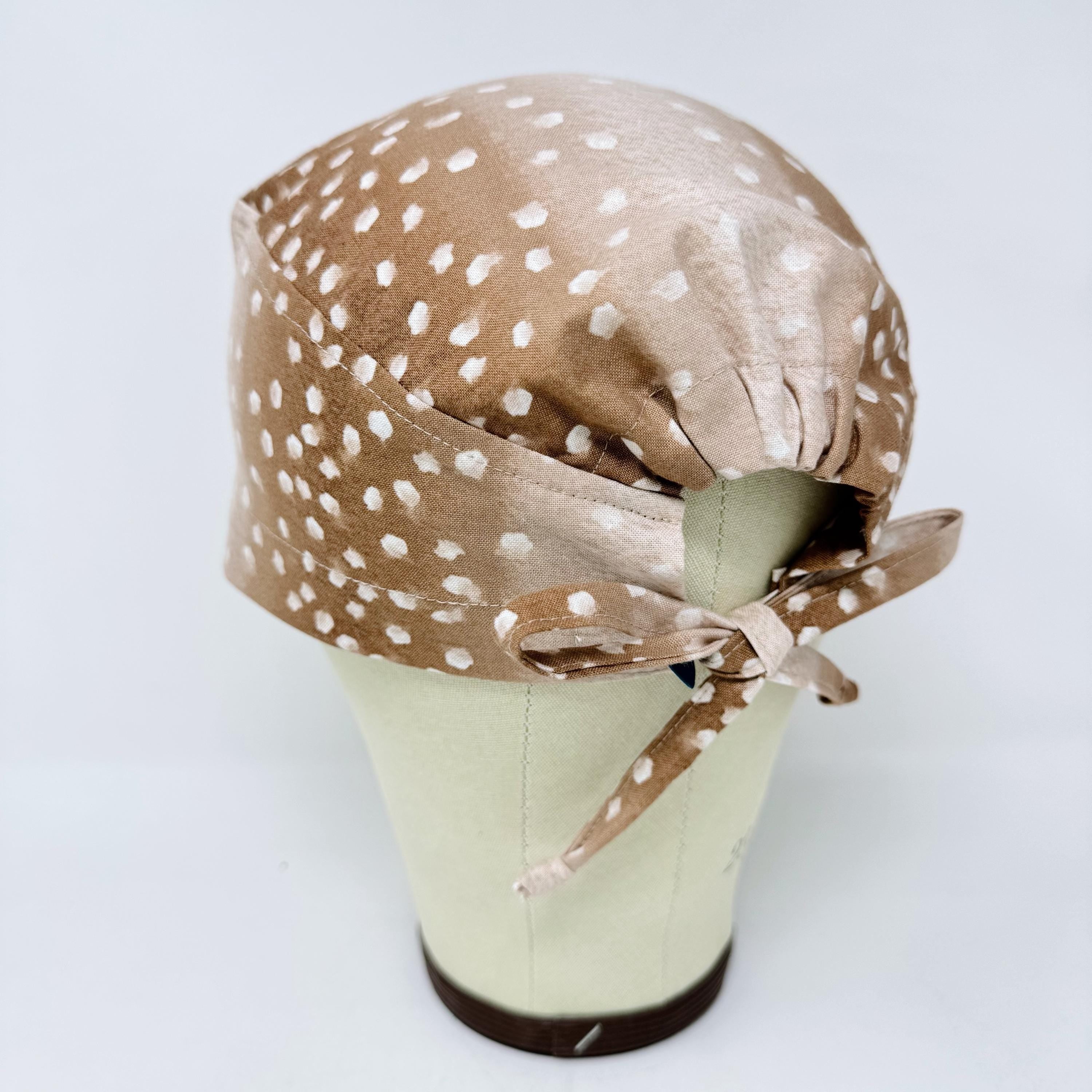 Surgical scrub cap for men. Desert Fawn tie back scrub hat by Paradise Caps.