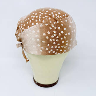 Surgical scrub cap for men. Desert Fawn tie back scrub hat by Paradise Caps.