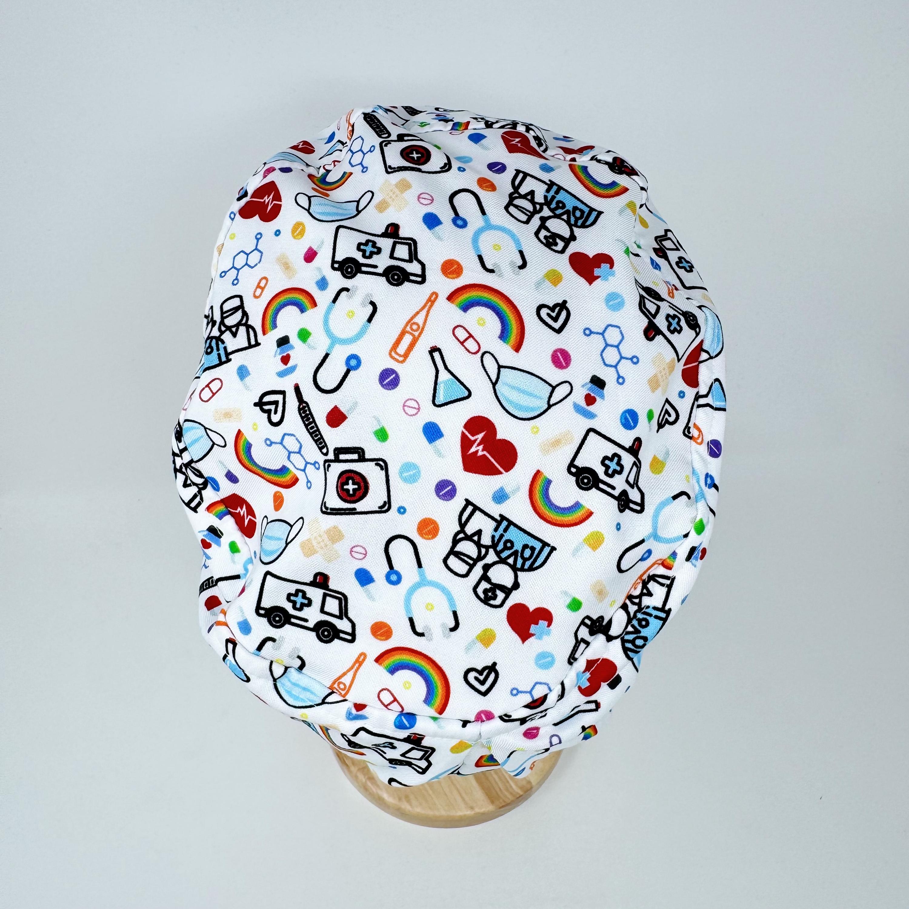 Medical Euro scrub cap for women. European satin lined surgical cap by Paradise Caps.