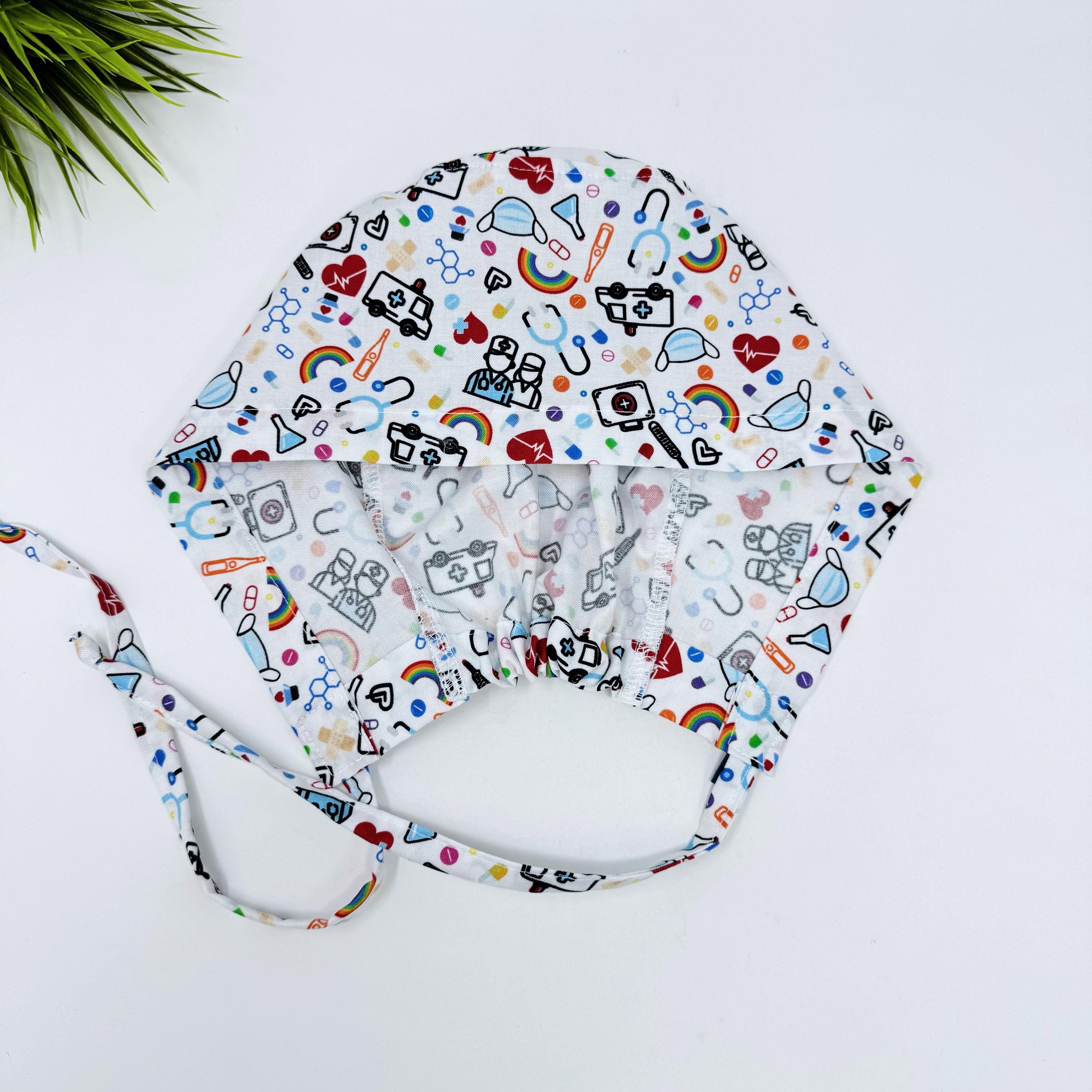 Men's surgical cap. Medical skull tie-back style scrub cap with satin lined option by Paradise Caps.