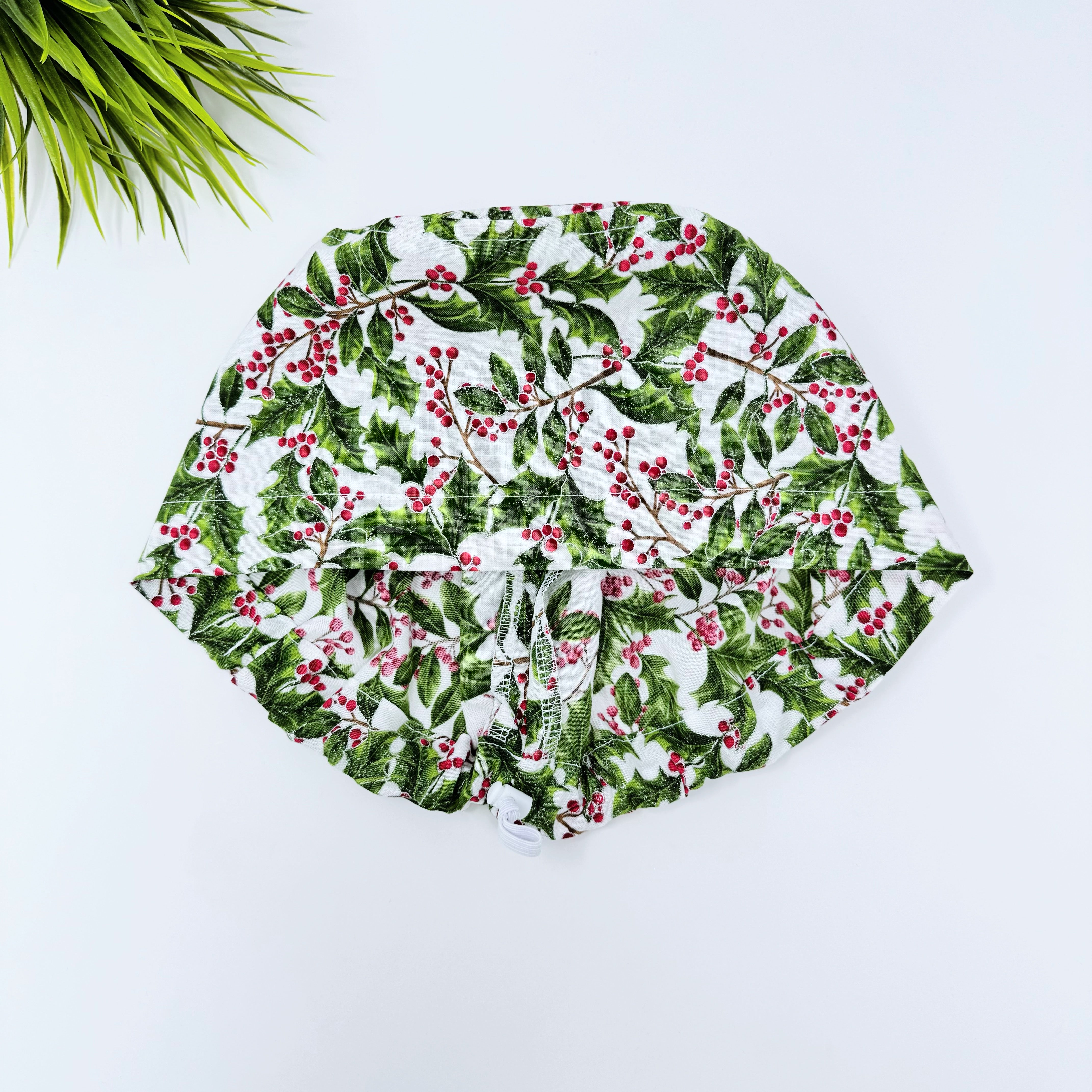 Christmas Euro Scrub Cap for Women with Satin Lined Option by Paradise Caps.