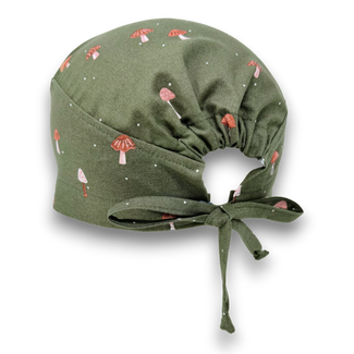 Autumn Mushroom Skull tie-back style surgical scrub cap for men by Paradise Caps.