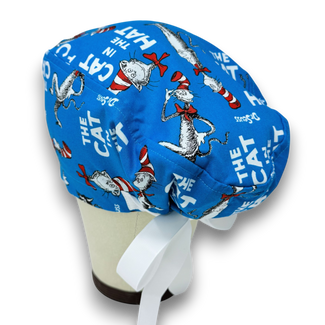 The Cat Euro scrub cap with ties for Women by Paradise Caps. Euro PLUS style.