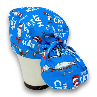 Cat in the hat Ponytail scrub cap for women with satin lined option by Paradise Caps.