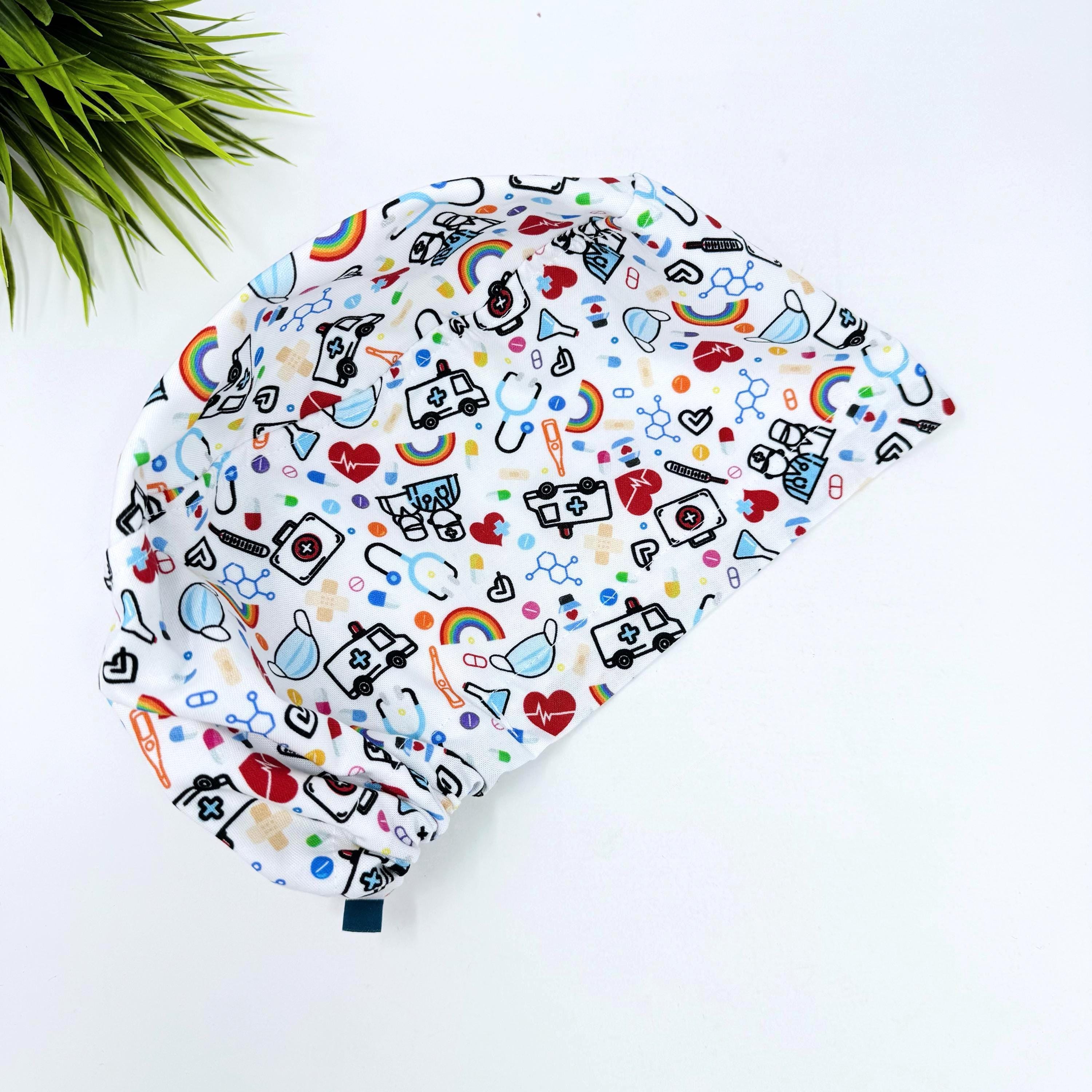 Medical Euro scrub cap for women. European satin lined surgical cap by Paradise Caps.