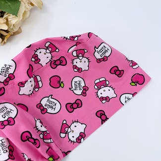 Pink Euro Scrub Cap for Women, Kitty Surgical cap with Satin Lined Option by Paradise Caps.