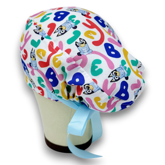 Funny Euro scrub cap with ties for Women by Paradise Caps. Euro PLUS style.