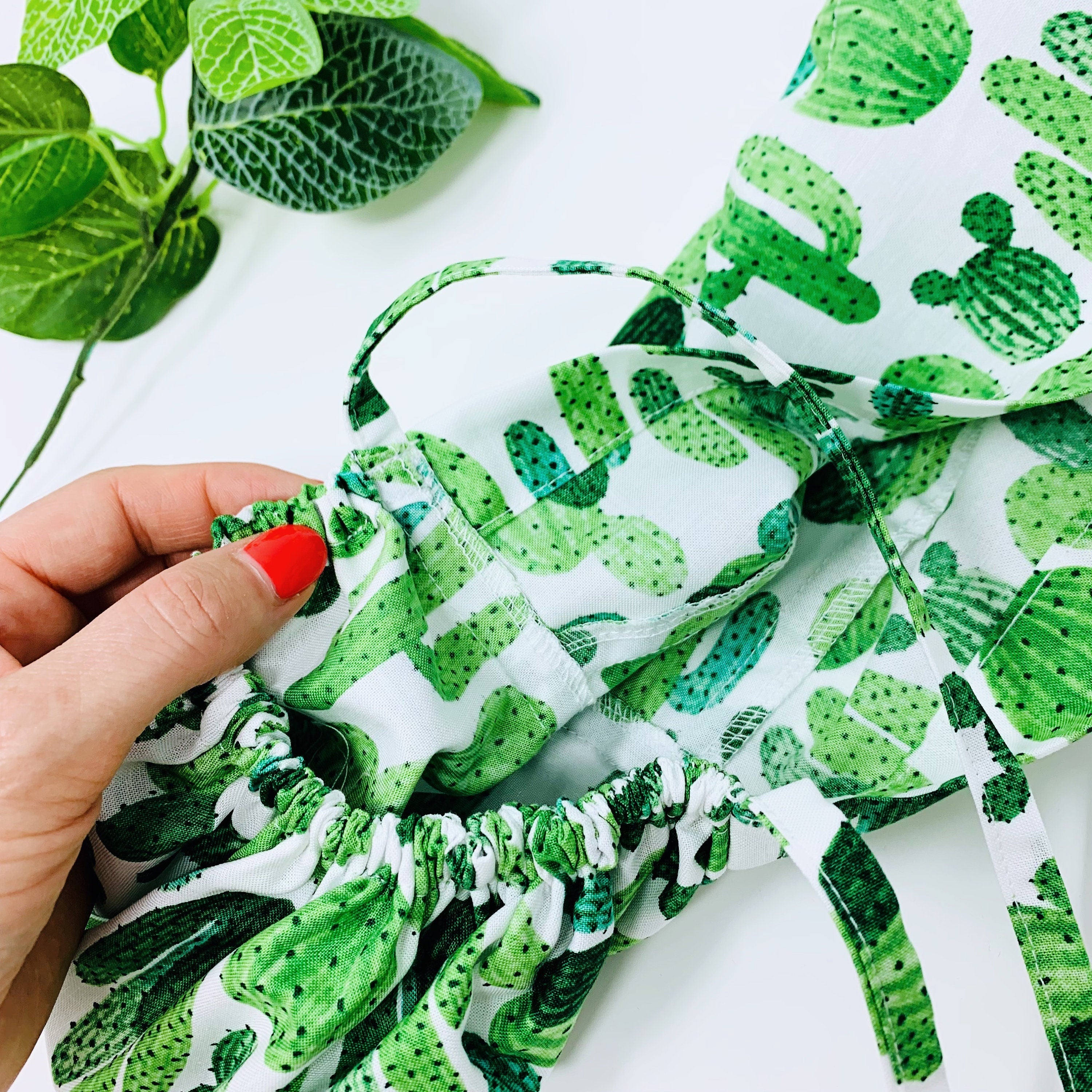 Cactus Ponytail scrub cap for women with satin lined option by Paradise Caps.