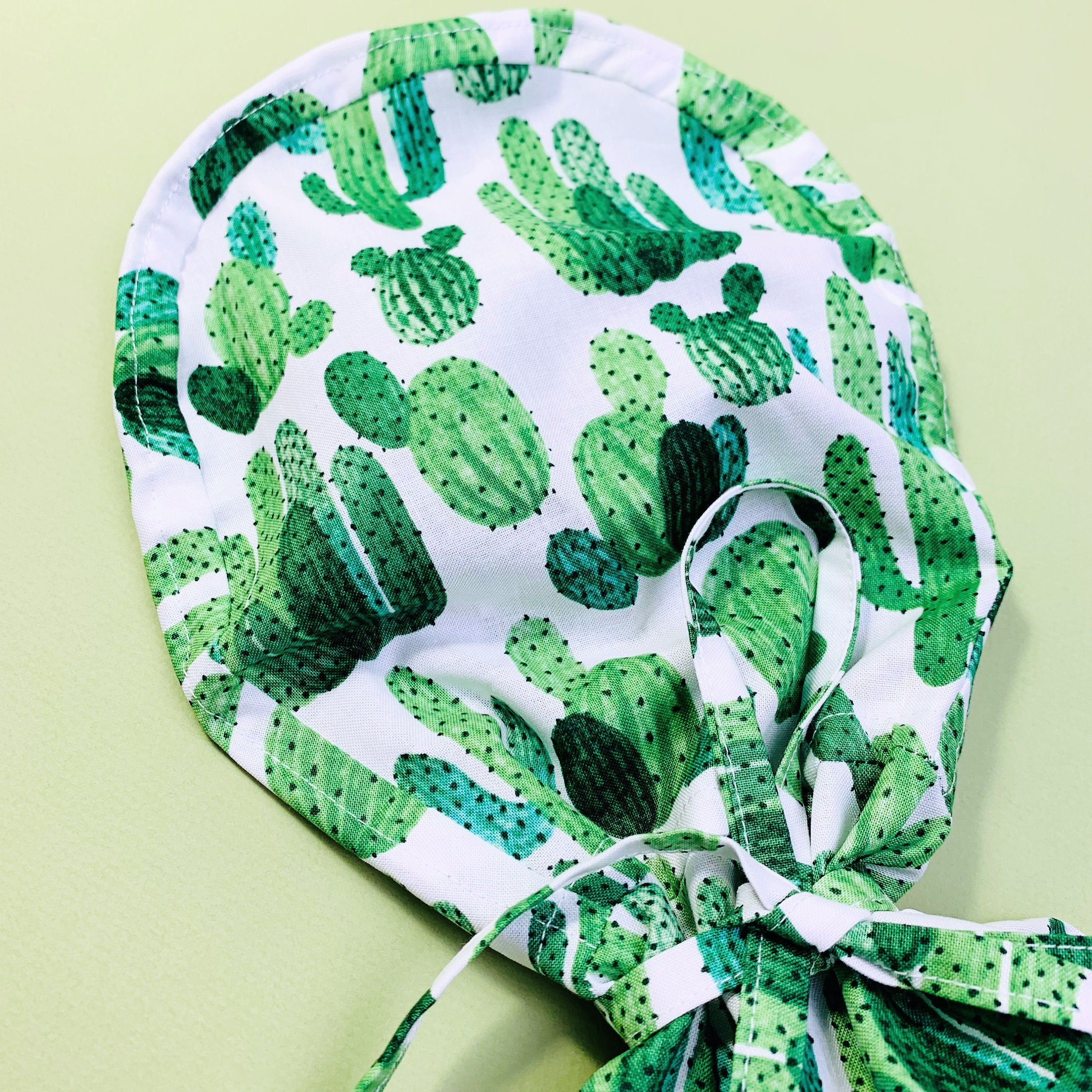 Cactus Ponytail scrub cap for women with satin lined option by Paradise Caps.