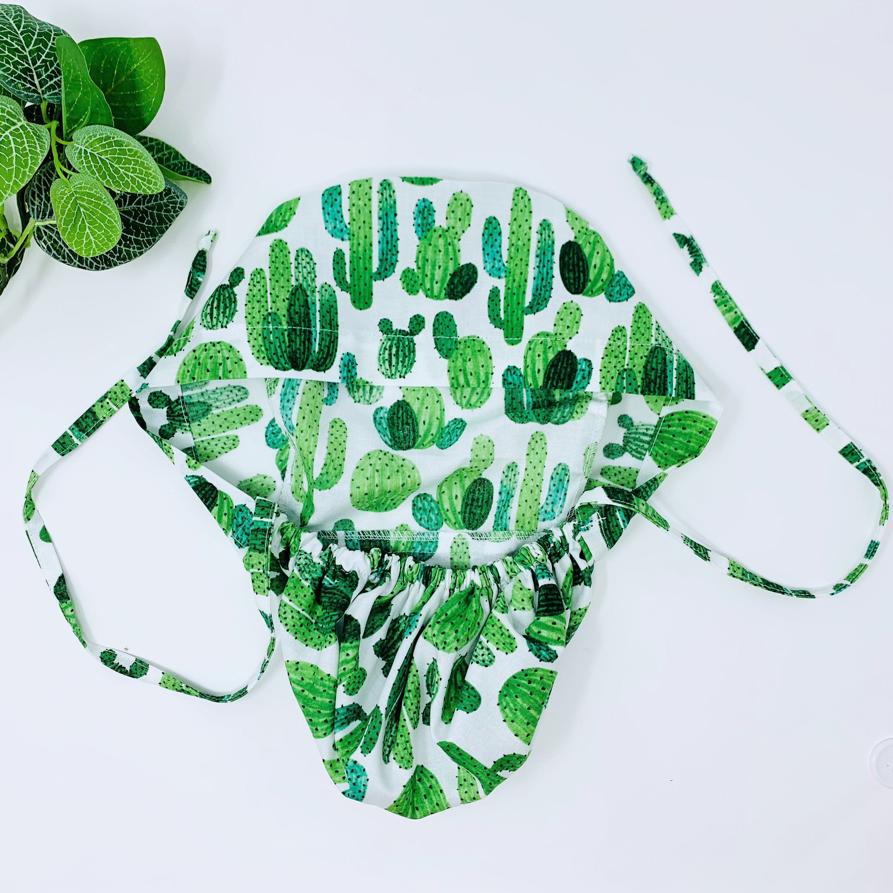 Cactus Ponytail scrub cap for women with satin lined option by Paradise Caps.