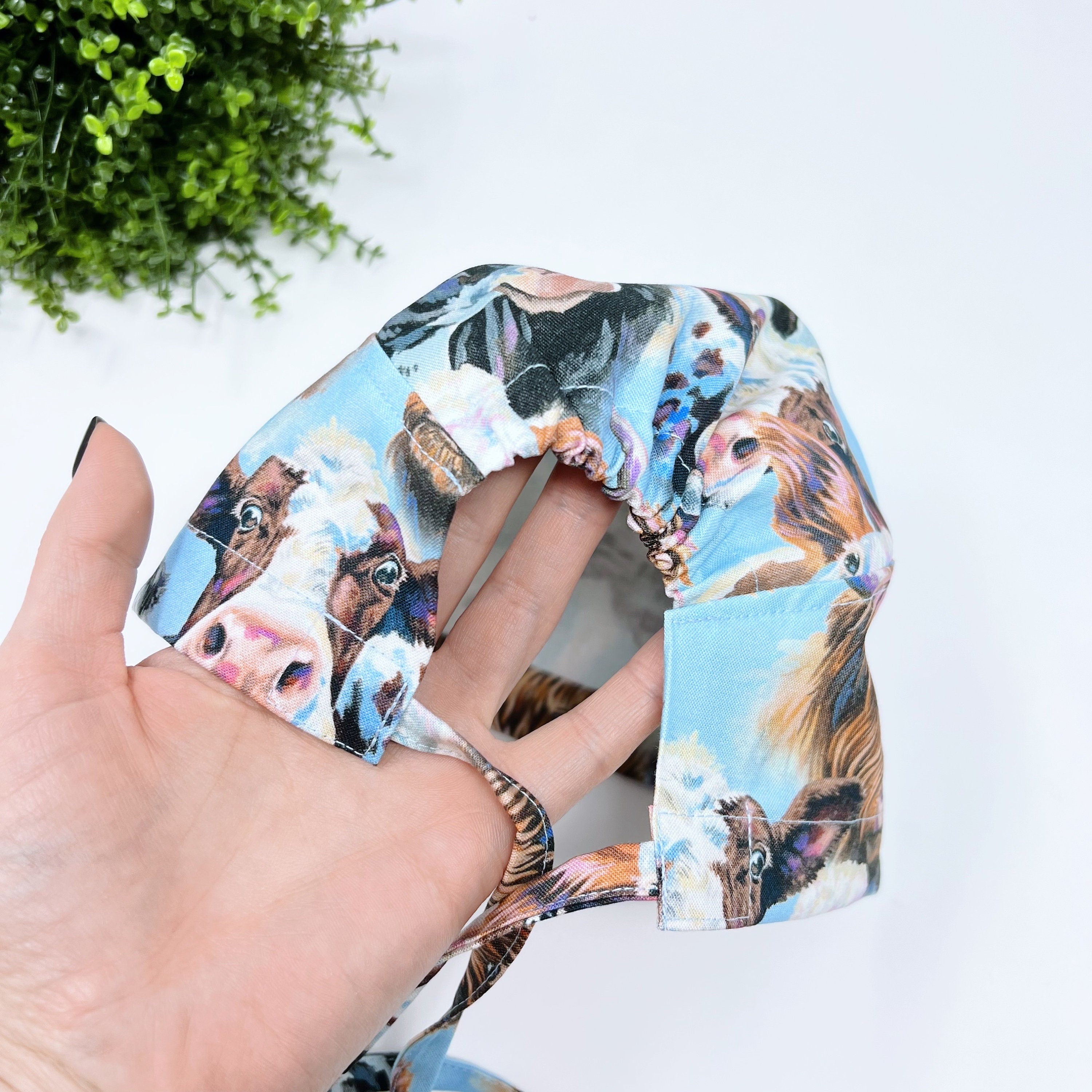 Cow Skull tie-back style surgical scrub cap for men by Paradise Caps.