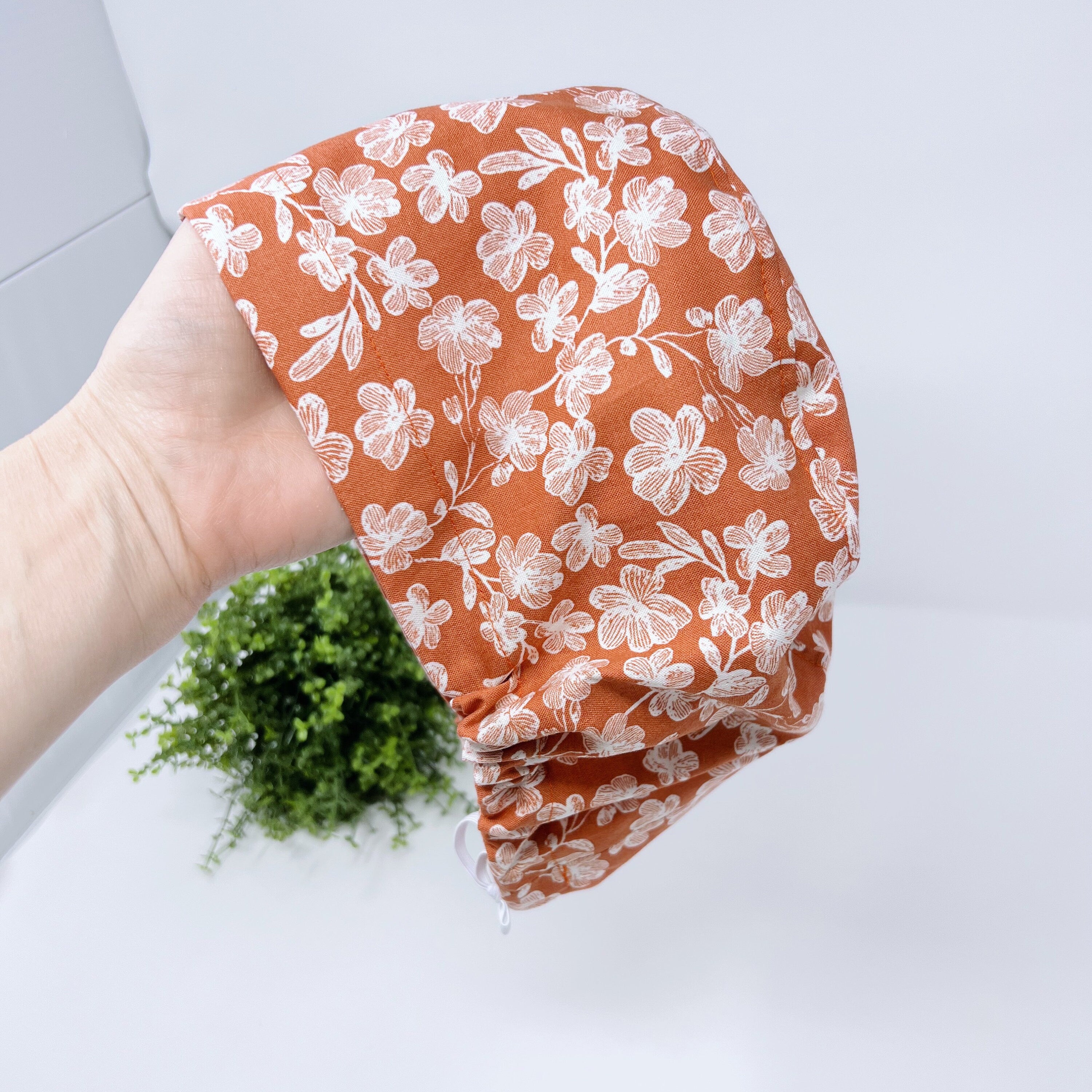 Floral Euro Scrub Cap for Women with Satin Lined Option by Paradise Caps.