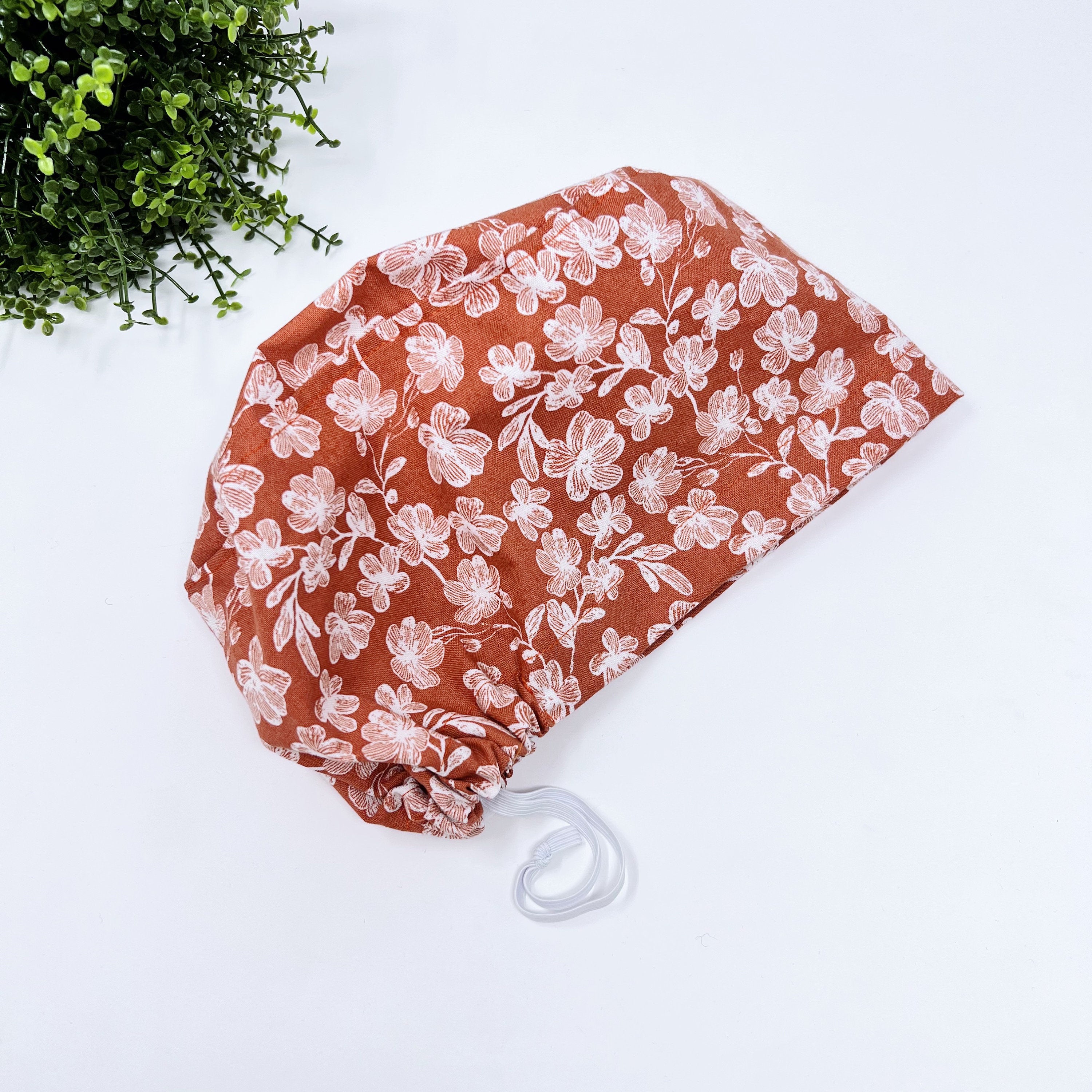 Floral Euro Scrub Cap for Women with Satin Lined Option by Paradise Caps.