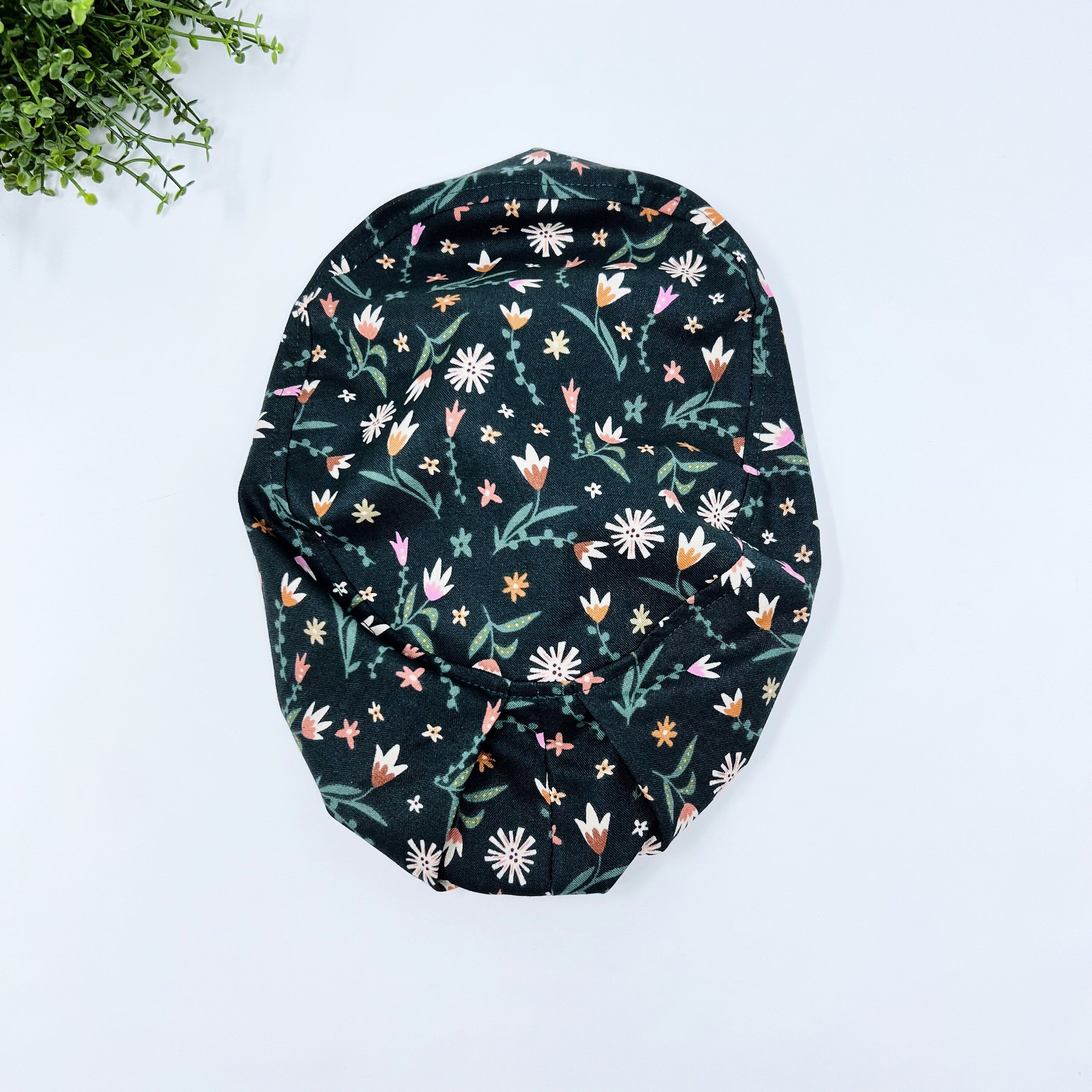 Flowers Euro Scrub Cap for Women with Satin Lined Option by Paradise Caps.