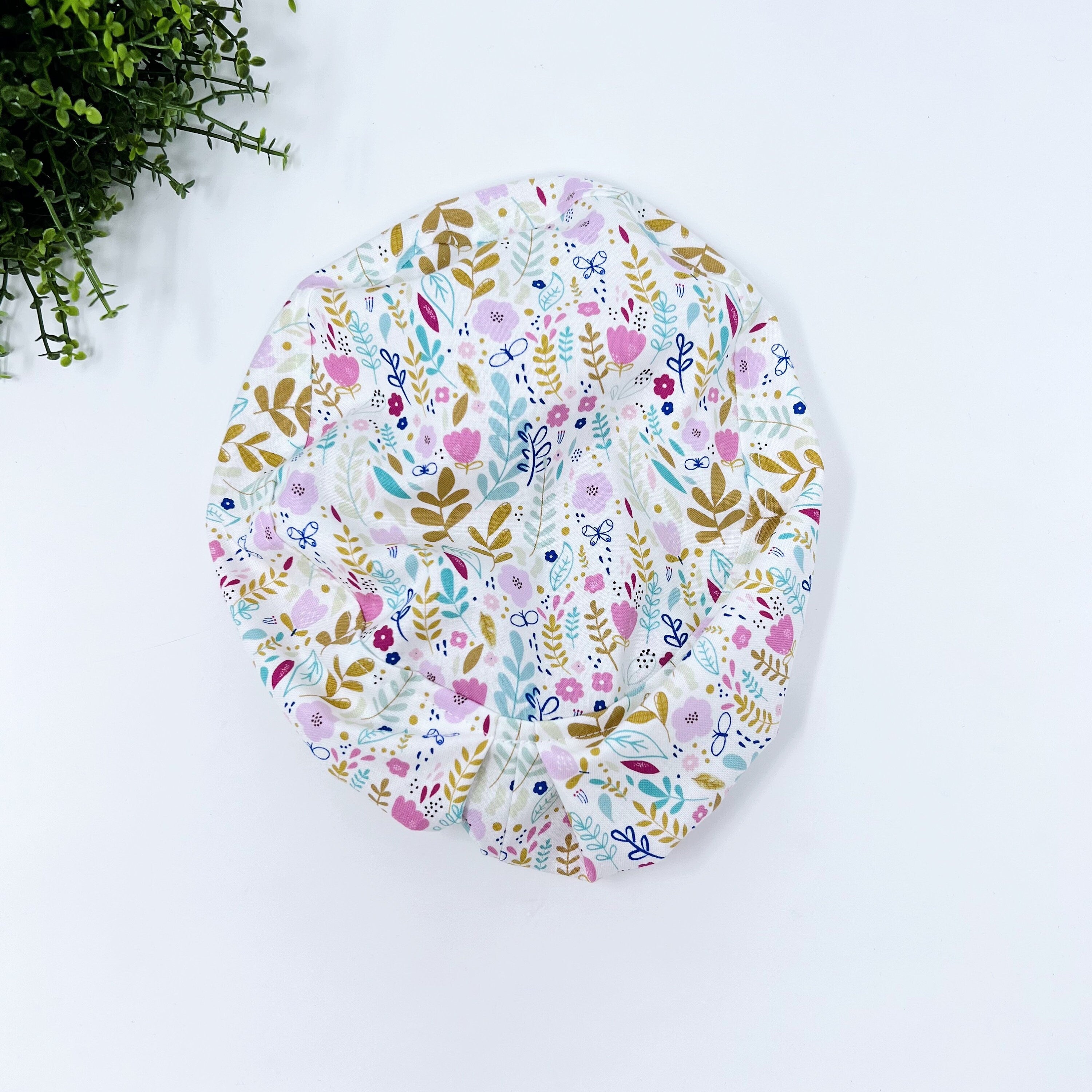 Flowers Euro Scrub Cap for Women with Satin Lined Option by Paradise Caps.