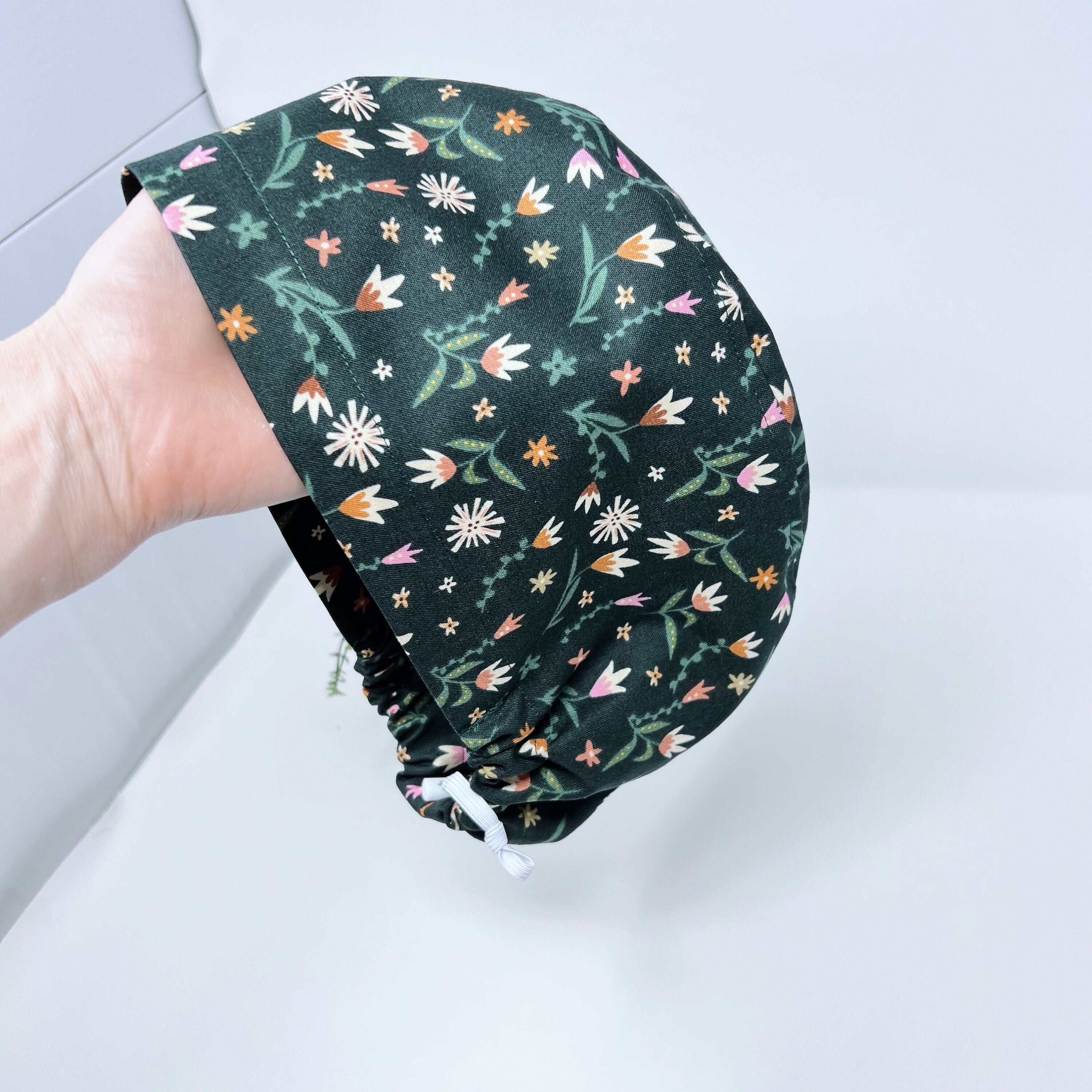 Flowers Euro Scrub Cap for Women with Satin Lined Option by Paradise Caps.