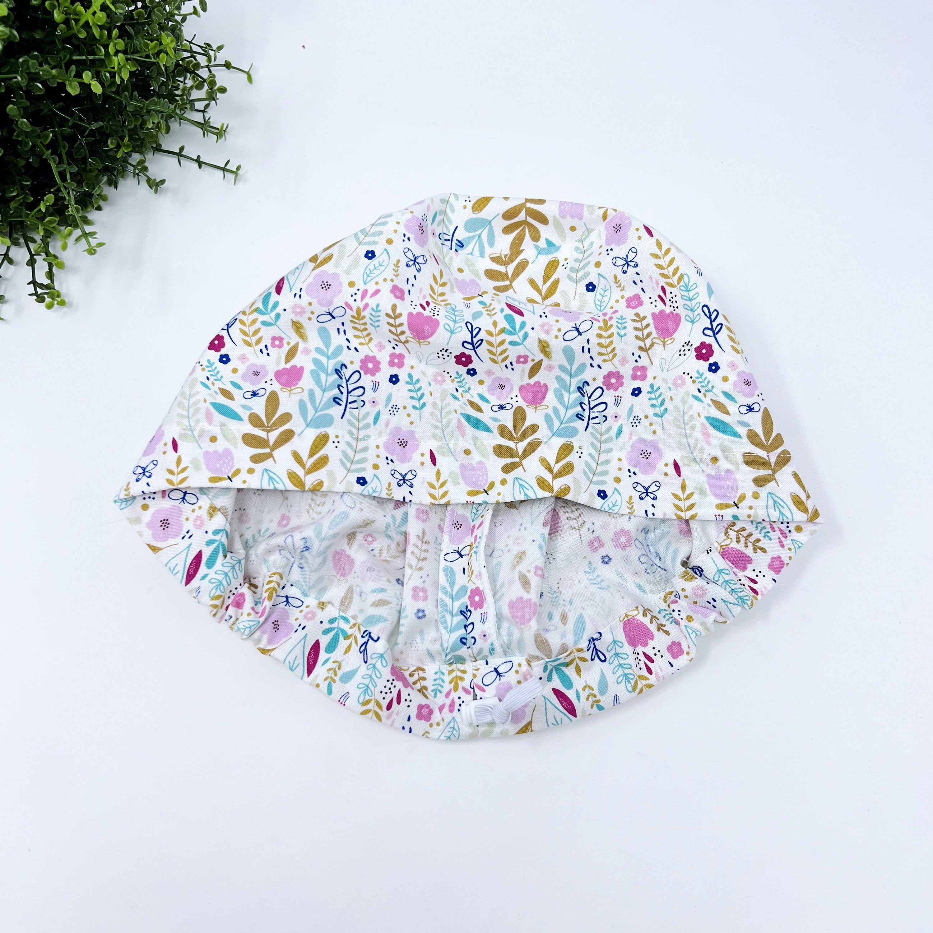 Flowers Euro Scrub Cap for Women with Satin Lined Option by Paradise Caps.