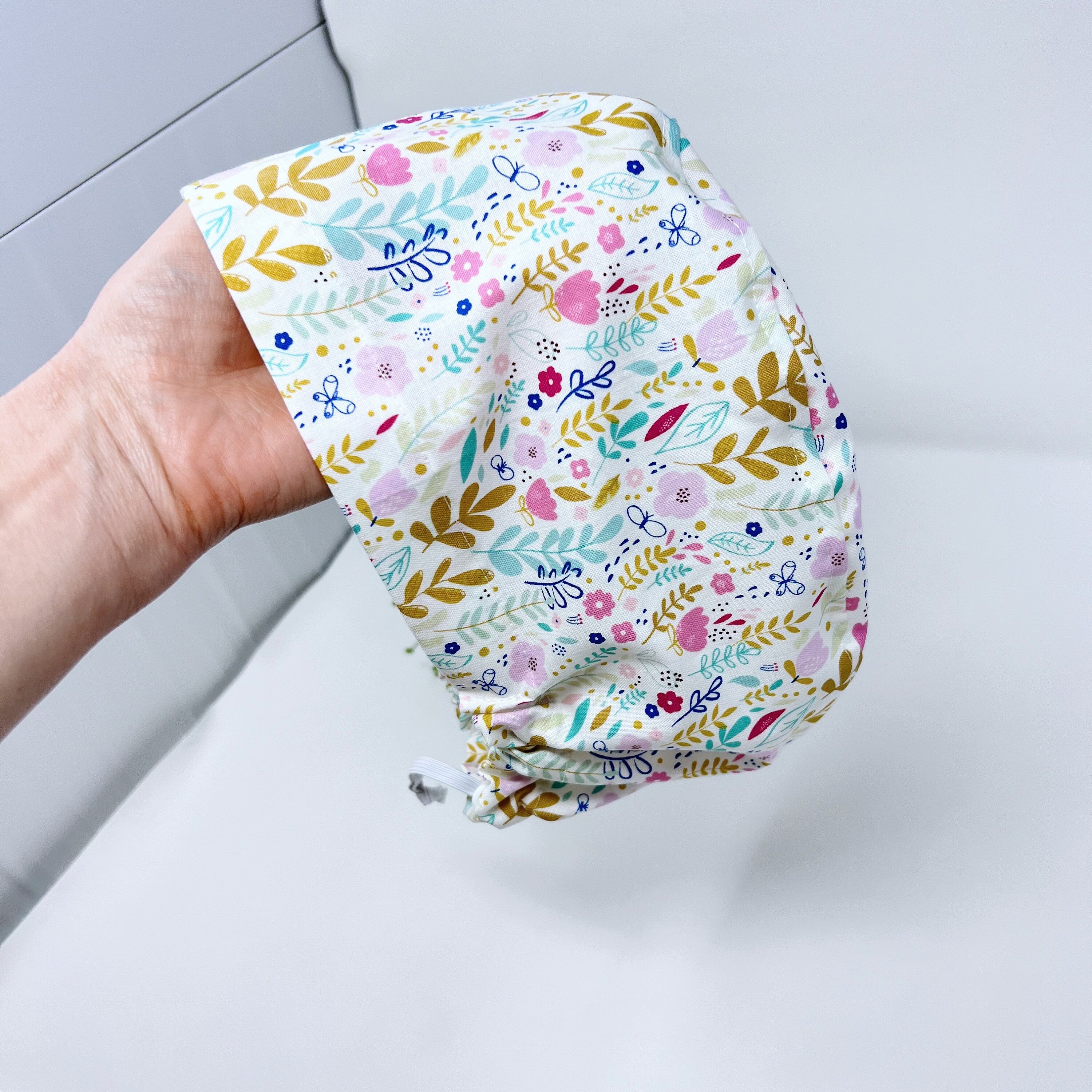 Flowers Euro Scrub Cap for Women with Satin Lined Option by Paradise Caps.