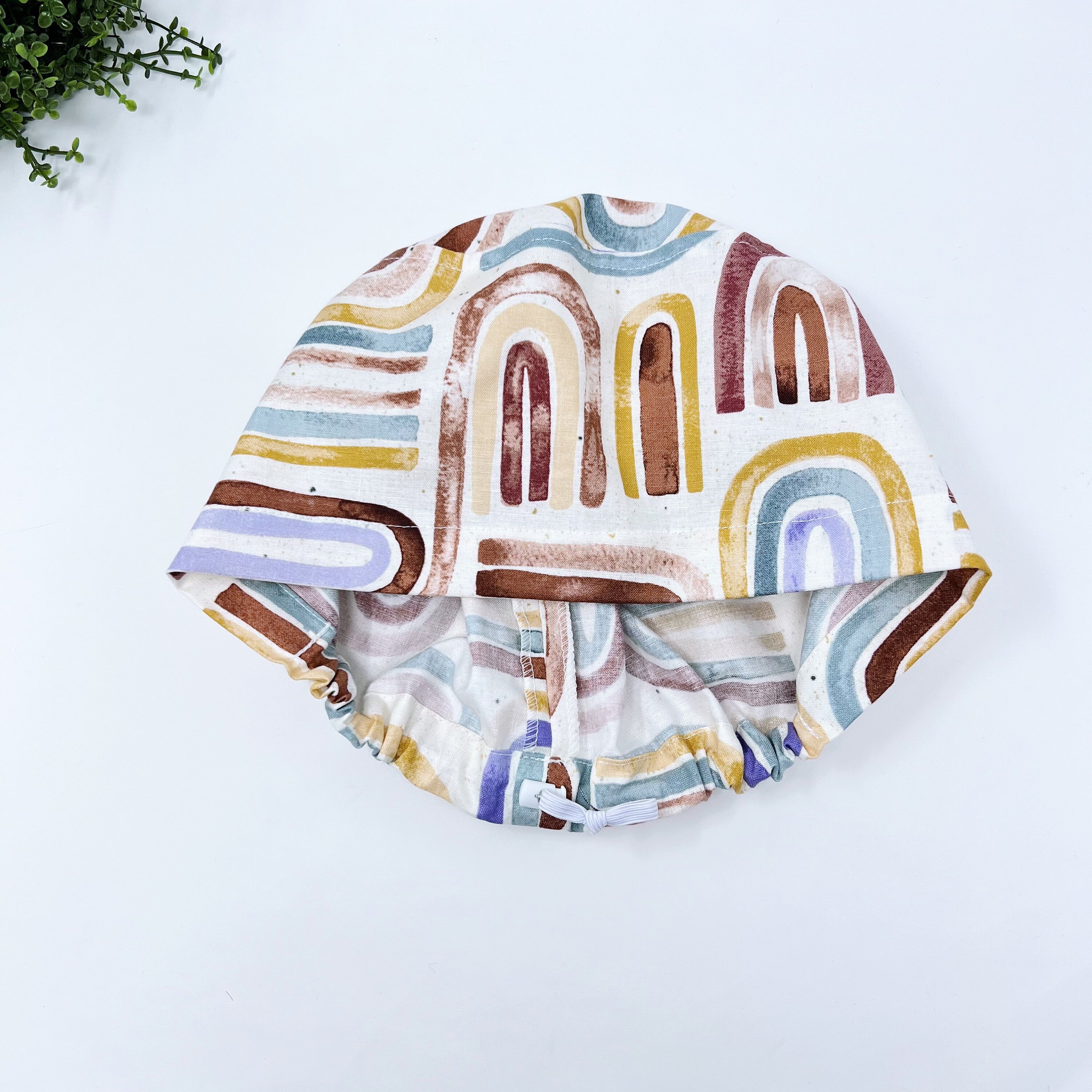 Rainbow Euro Scrub Cap for Women with Satin Lined Option by Paradise Caps.