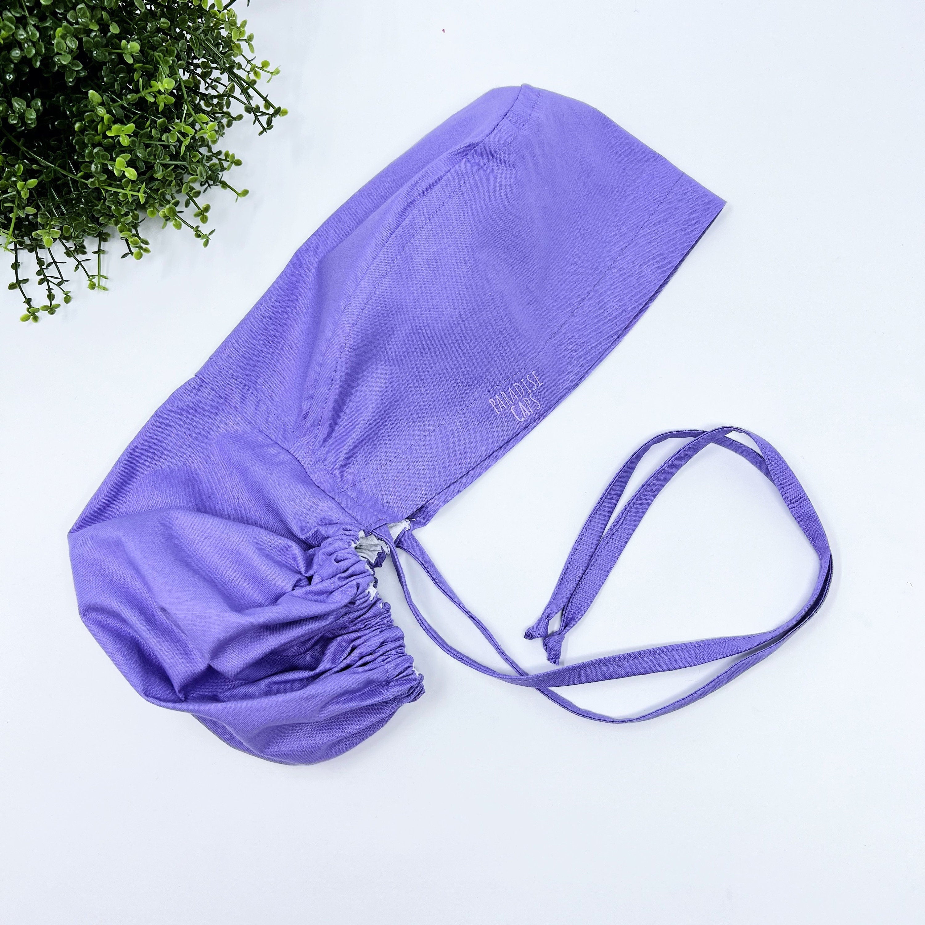 Light purple Ponytail scrub cap for women with satin lined option by Paradise Caps.