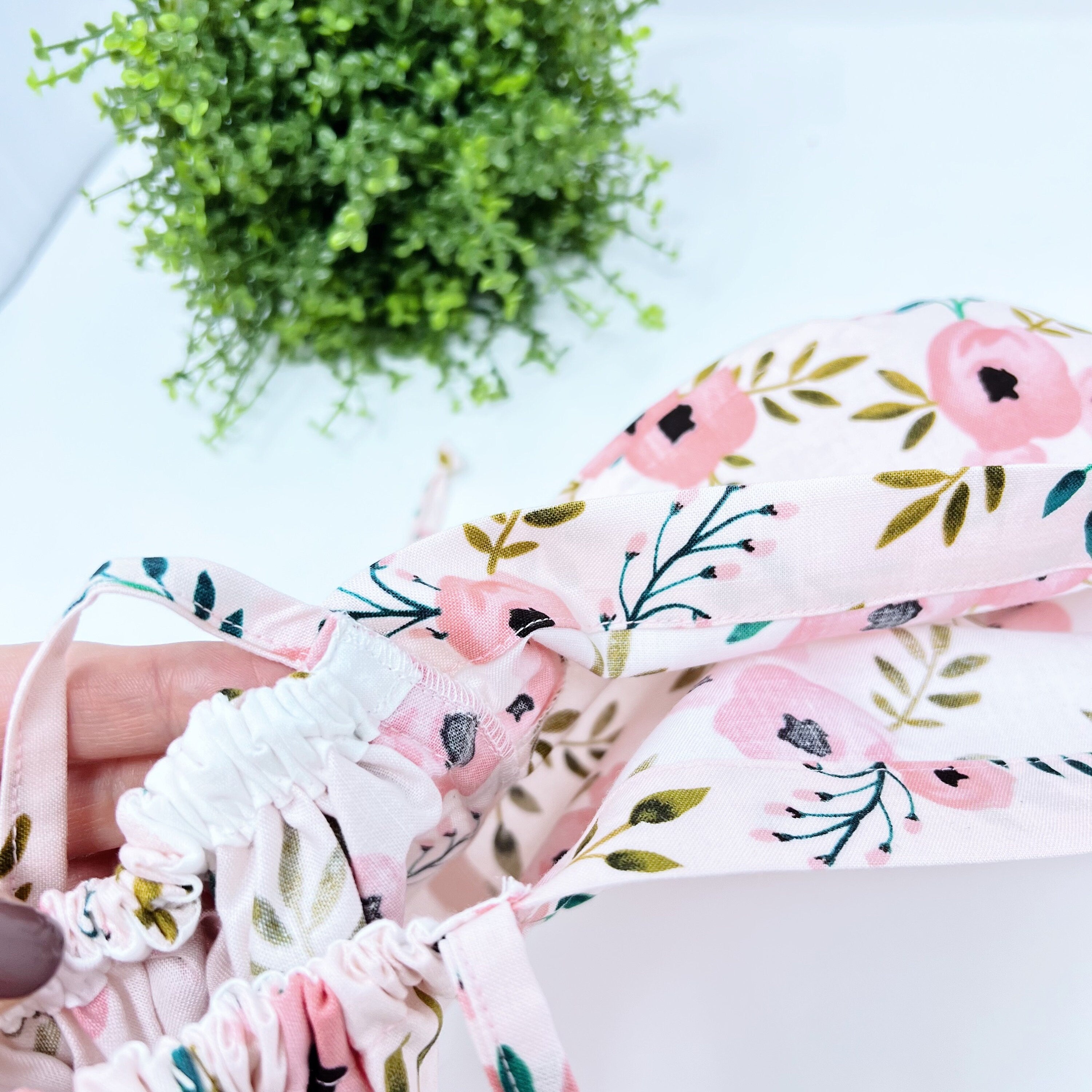 Floral ponytail scrub cap, Summer scrub cap with ponytail holder.