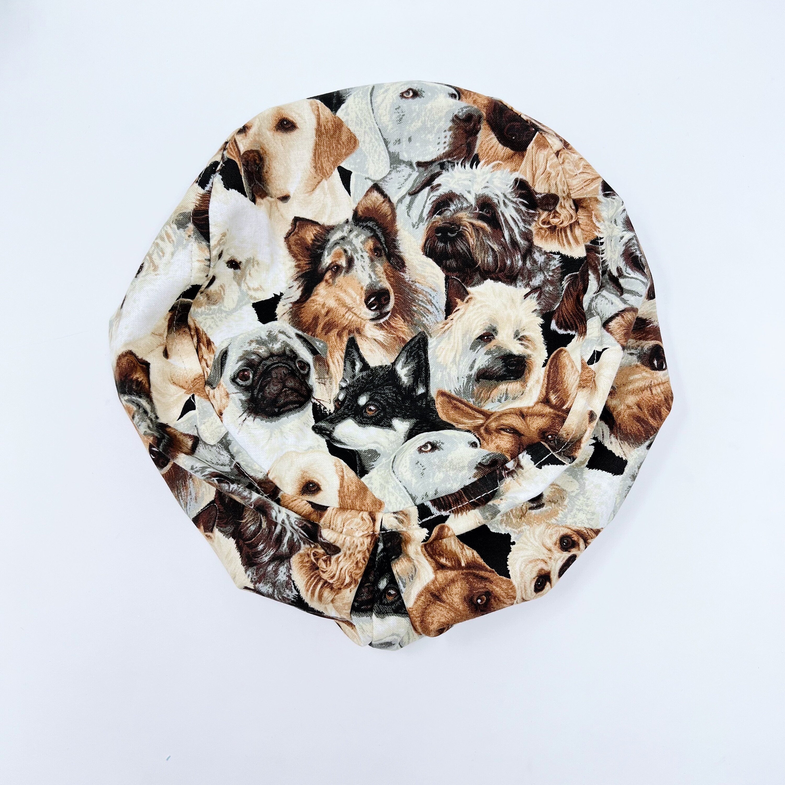 Dogs Euro Scrub Cap for Women with Satin Lined Option by Paradise Caps.