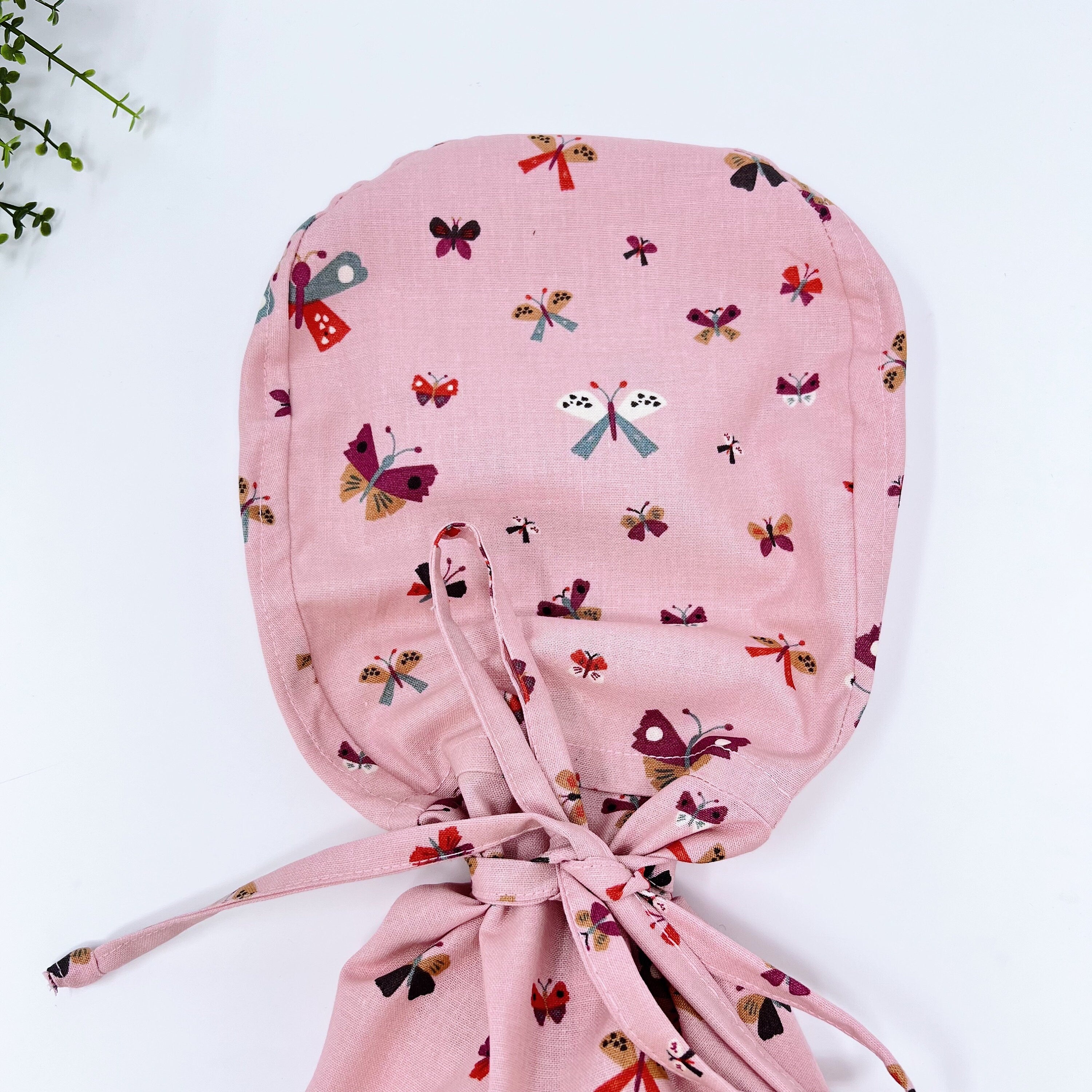 Butterflies Ponytail scrub cap for women with satin lined option by Paradise Caps.